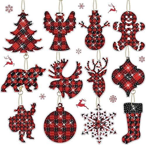 clothmile Kit de 12 llaveros de diamantes de Navidad, diseño de hombre de jengibre de Navidad, 5D, bricolaje, manualidades, hombre de jengibre, arte