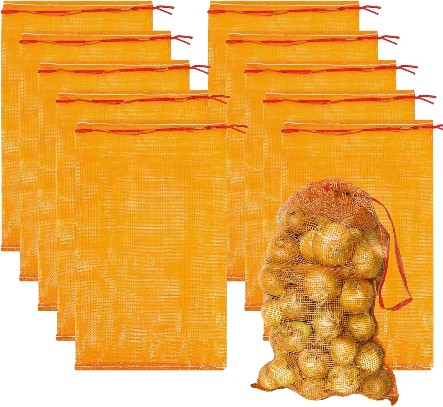 77 lbs Mesh Onions Fresh Bags 50pcs, 32"×20" Mesh Bags,Reusable Produce Bags with Drawstrings for Firewood, Vegetable, Citrus, Crawfish, Potato and Onion Storage