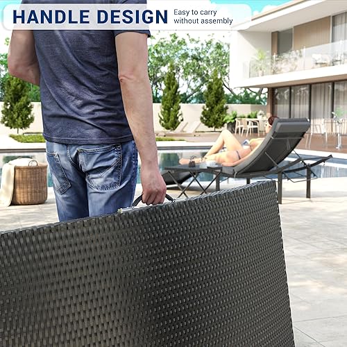 Miniatura 3 de UDPATIO Sillas de salón para exteriores, 3 piezas, tumbona de patio con cojín de esponja, sillas de mimbre para exteriores, juego de 2 sillas de