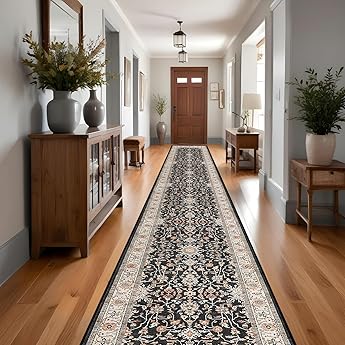 RUUGME Washable 3x20 Runner Rugs - Hallway Runner Rug for Living Room Stain Resistant Carpet with Non Slip Backing Vintage Rugs for Bedroom Kitchen Floor Decoration Mat 3x20 Beige