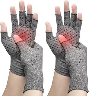 2 Pairs Arthritis Compression Gloves, for Hand Arthritis, Rheumatoid, Osteoarthritis, Carpal Tunnel Pain, Compression Gloves for Arthritis for Women & Men, Anti-Slip Glue dot Gloves for Work