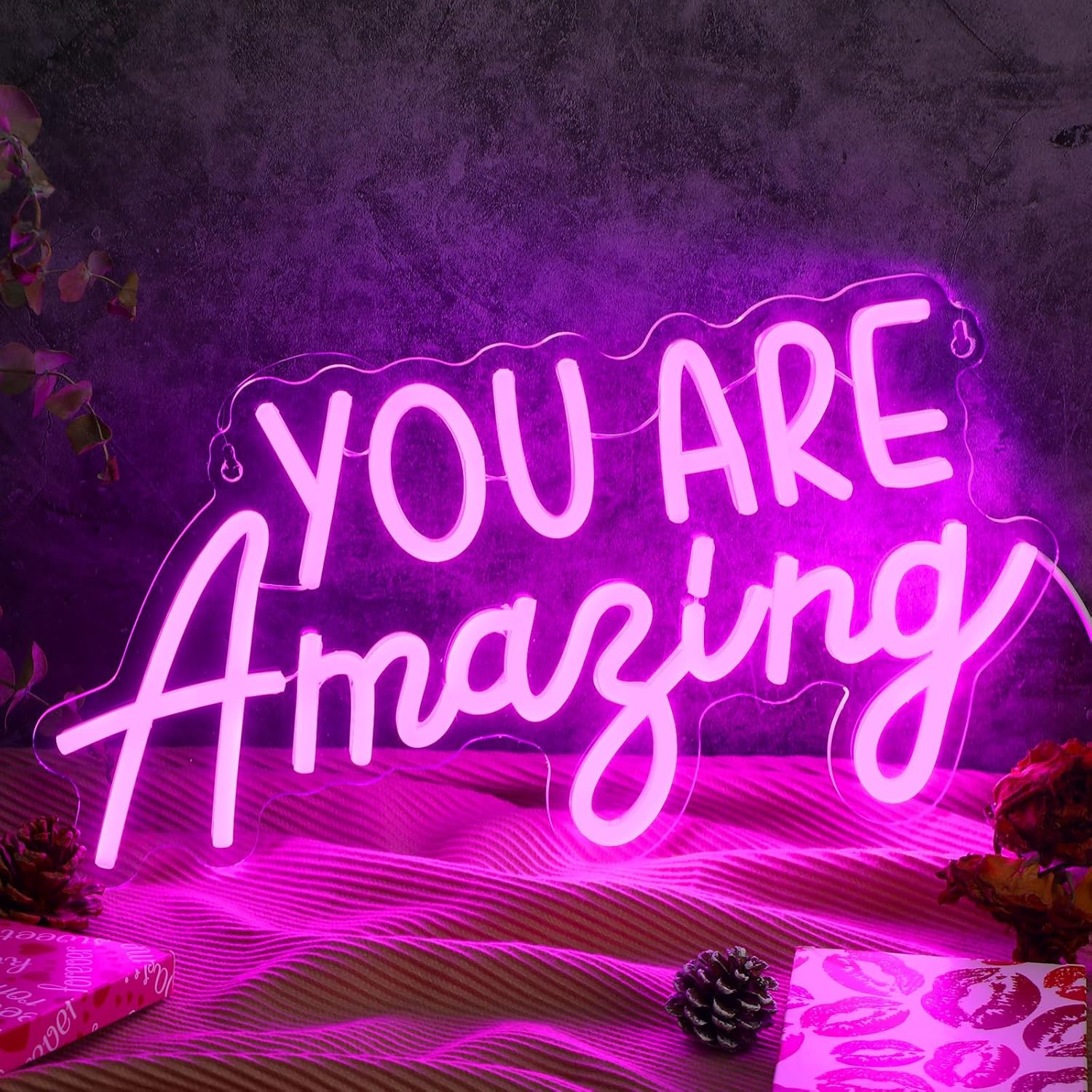 Hoolerry You Are Amazing Neon Sign Wall Decor for Bedroom Pink LED Neon Light Birthday Girls Party Wall Room Decor USB Sign for Christmas Party Gifts Birthday Wedding Classroom Women