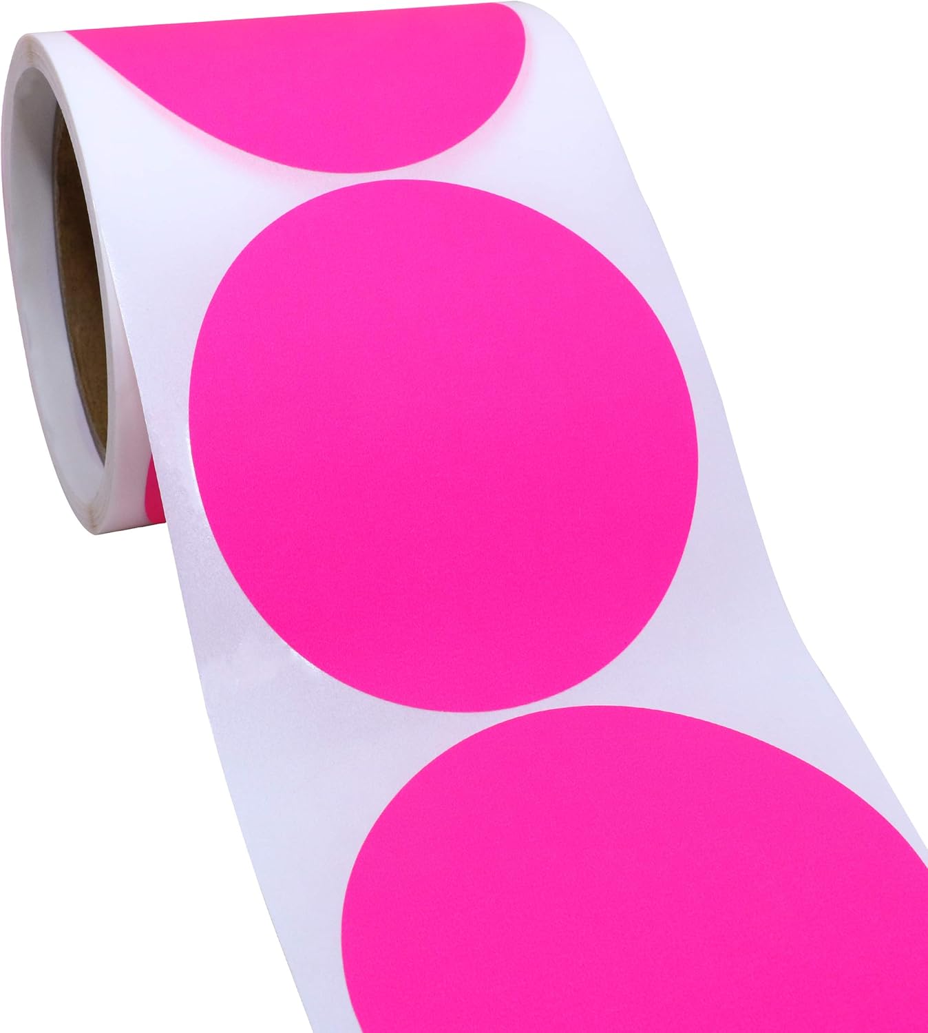 Hybsk Fluorescent Pink Round Stickers 4 Inch Color Coding Dots Labels ...