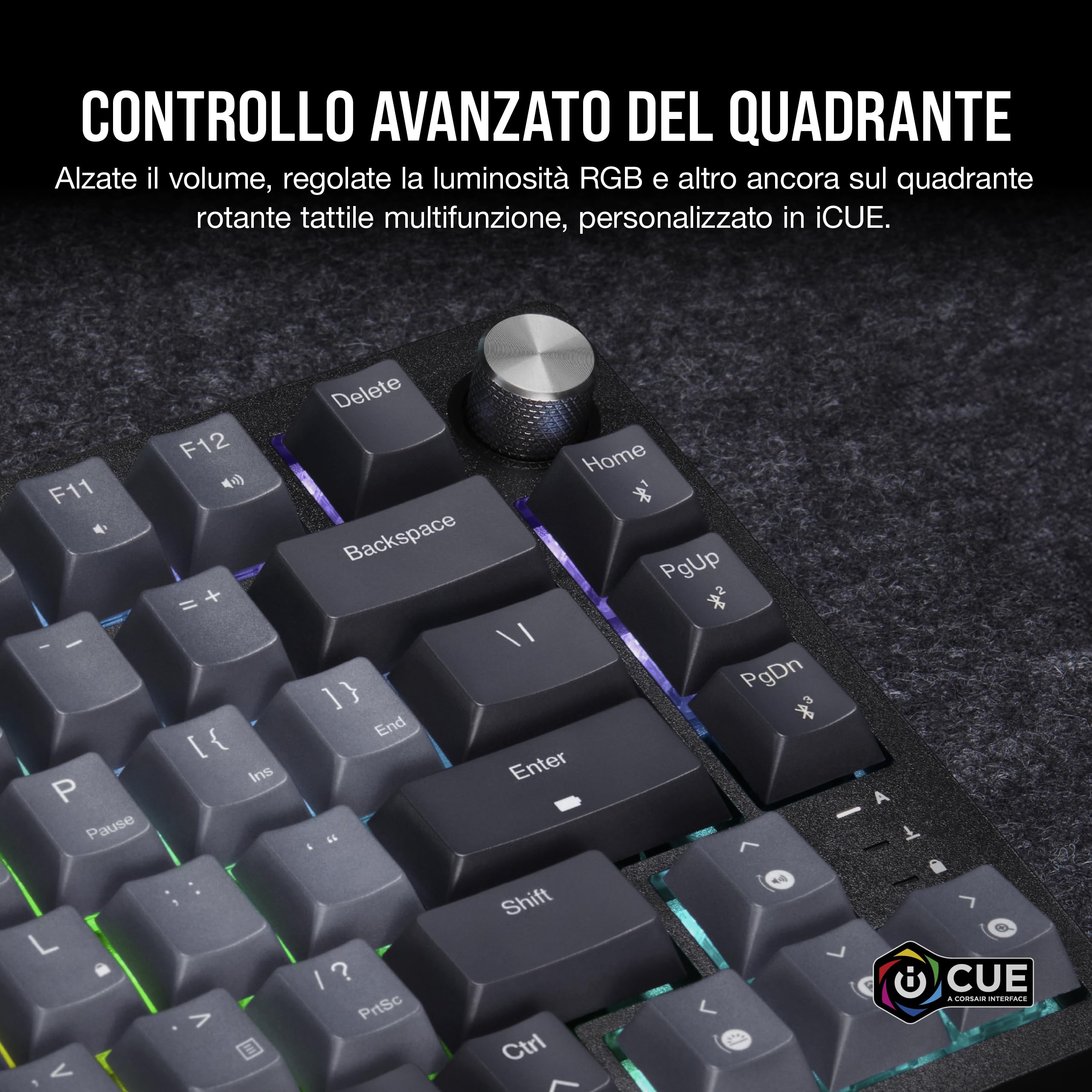 Corsair K65 PLUS WIRELESS 75% RGB Tastiera Meccanica da Gioco — Nero/Grigio | QWERTY IT, Interruttori Lineari MLX Red Pre-lubrificati, Tasti PBT Dye-Sub, Compatibile con iCUE, PC, PS5, PS4, Xbox