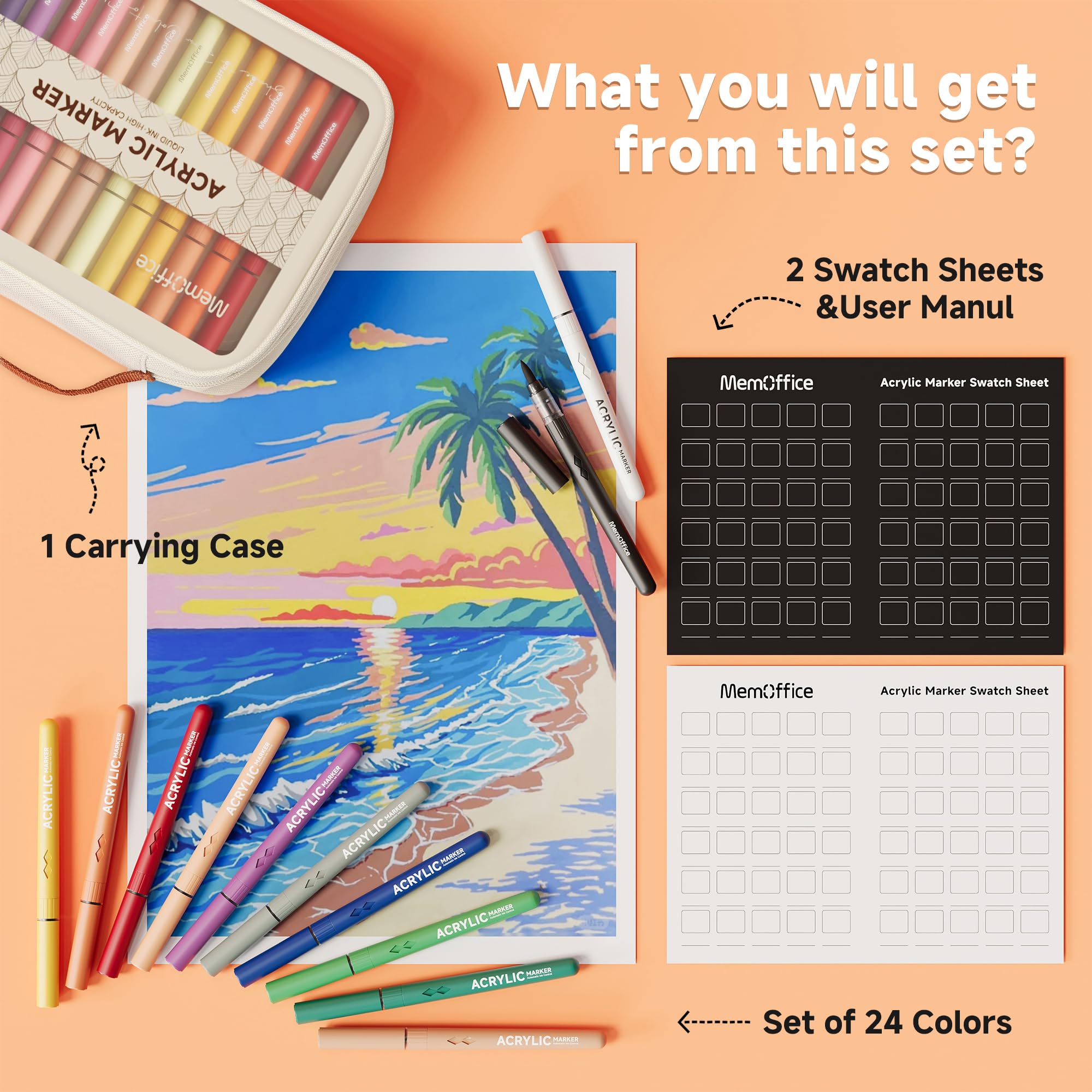 MemOffice Acrylic Paint Markers - 24 Colors -9