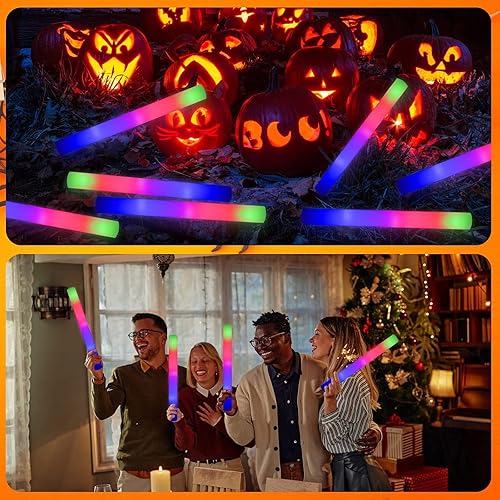Vista 14 de LifBetter Varillas luminosas a granel, varillas de espuma LED en la oscuridad con 3 modos intermitentes de espuma LED multicolor iluminan recuerdos