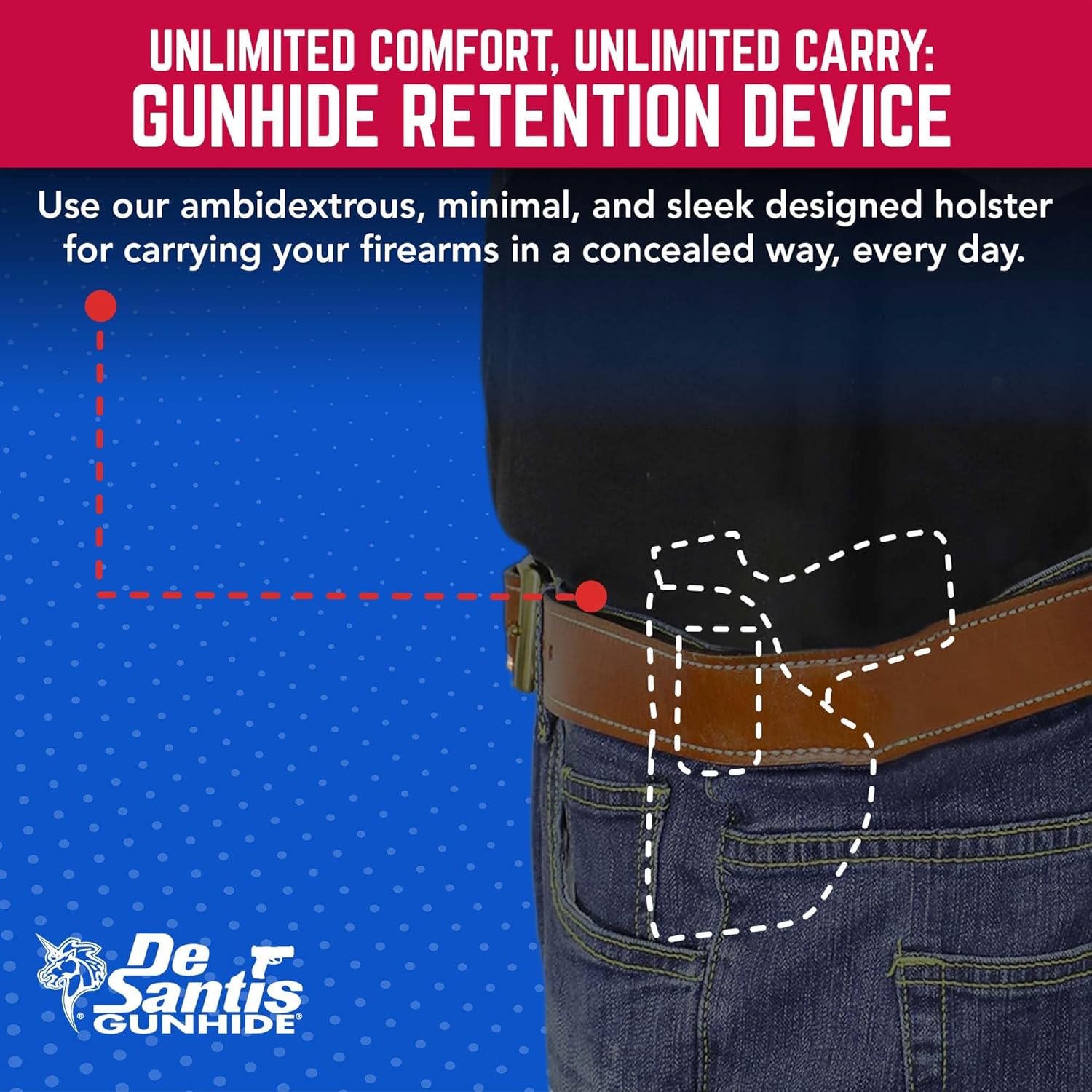 Desantis Super Stealth IWB Holster - Concealed Carry Gun Holster with Audible Click, Compatible with Most Large Frame Double Action, Semi Autos Up to a 4" Barrel - Ambidextrous, Black