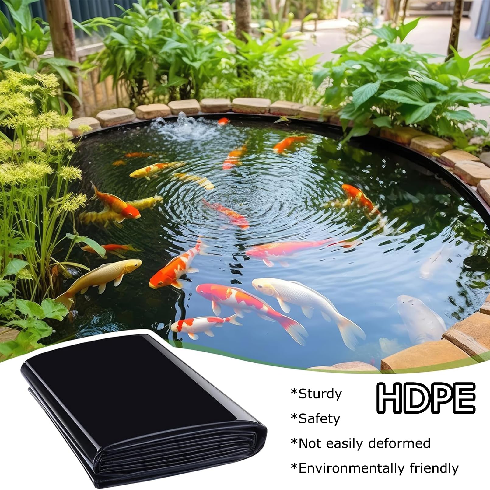 Revestimiento De Estanque Tortugas Exterior Duradero Negro, Revestimiento Resistente para Estanque de 4×5m, Pond Liner para Estanques,Construcc,Fuentes,Jardines Acuáticos y Cascadas