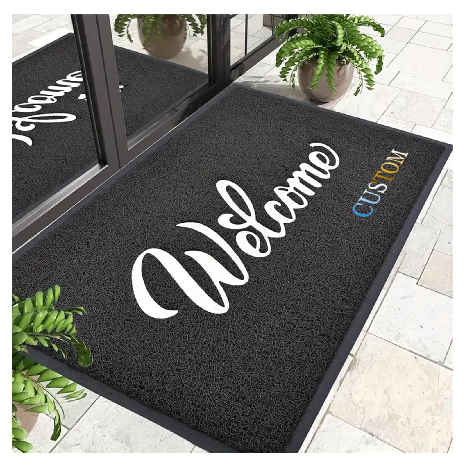 Paillasson Personnalisable avec Logo et Texte Animaux Tapis Personnalisés Antidérapant et Lavable pour Centres Commerciaux, Entrées D'entreprises,60x90cm