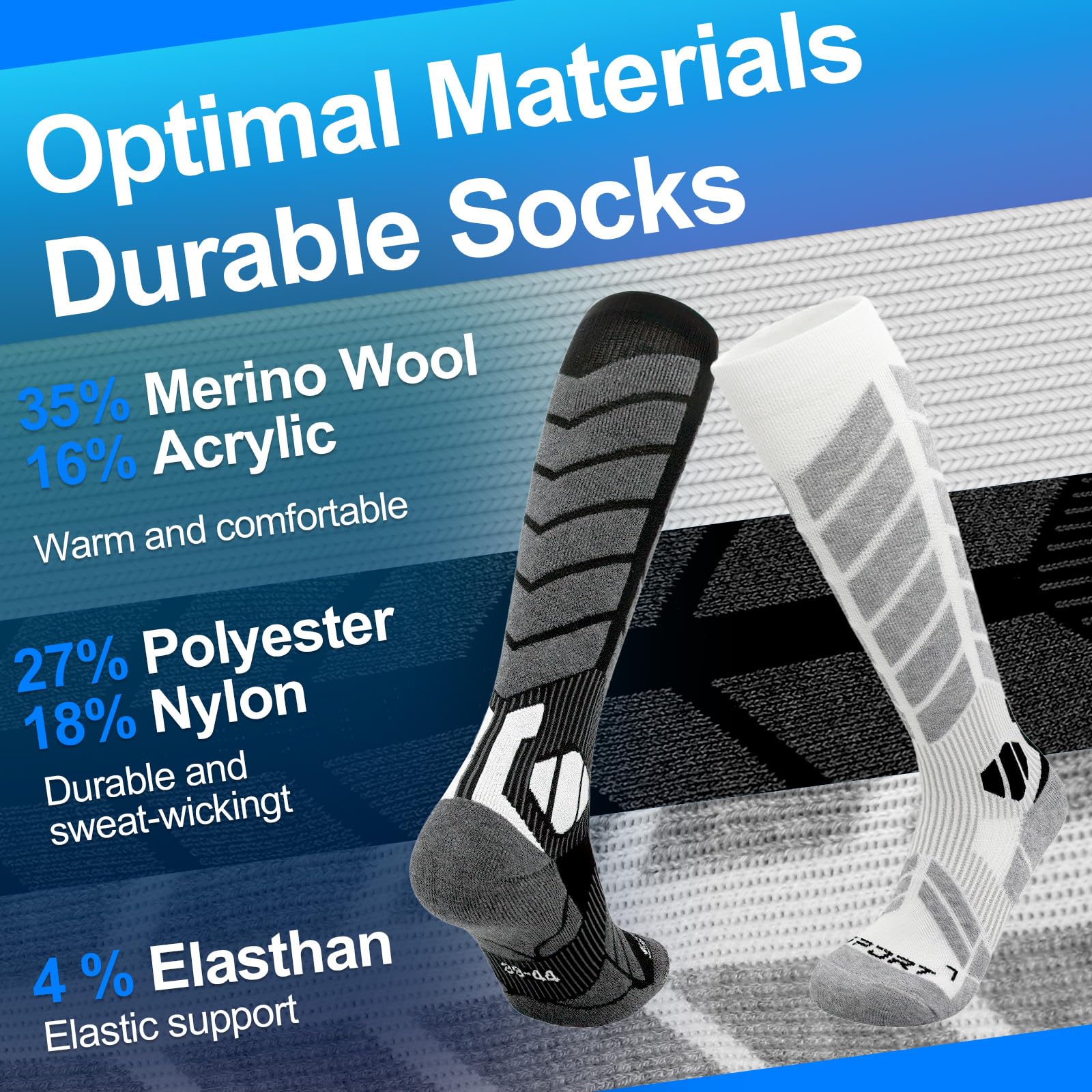 Calcetines de Esquí de Lana Merino Unisex para Hombre & Mujer Calcetines de Esquí Térmicos de Lana Merino Calcetines para La Nieve Calcetines Ski para Snowboard y Deportes Al Aire Libre