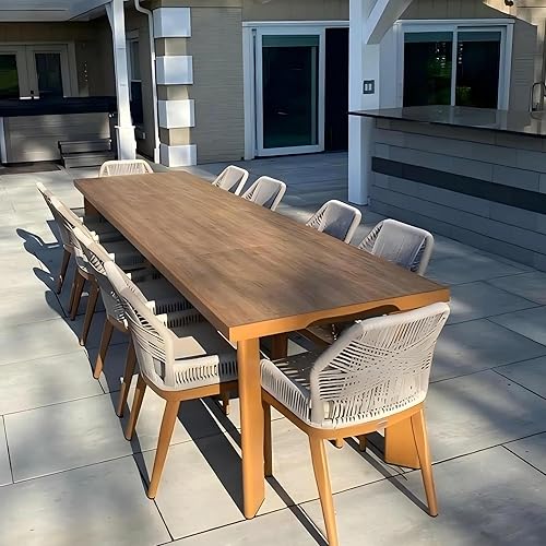 PURPLE LEAF 11 Pieces Dining Set Patio Metal Rectangular Table and Wicker Rattan Chairs for Outside Porch Garden Kitchen Modern Outdoor Furniture Sets