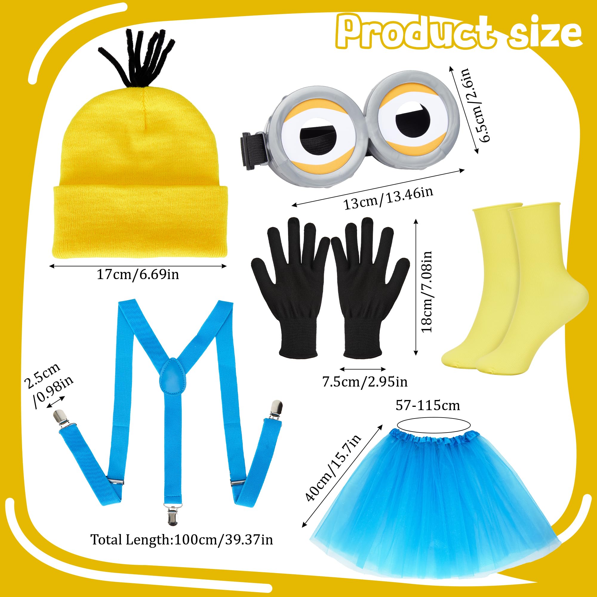 Rilcn Cartoon Character Costume Accessory Set for Adults 6-Piece Fancy Dress for Halloween Cosplay, and Party, Yellow Beanie - Image 2