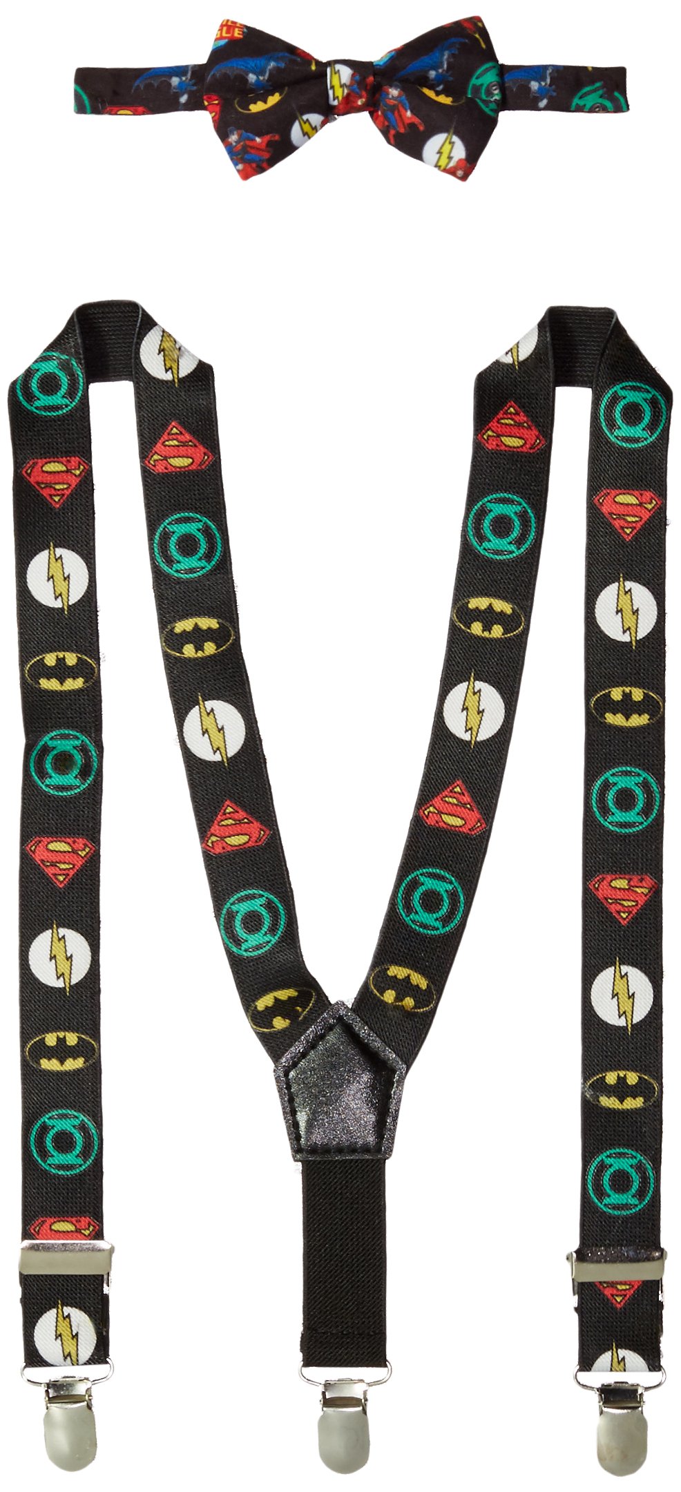 DC Comics Baby Boy's Justice League Bowtie & Suspender Set Accessory, Justice League Suspenders and Bowtie, Infant