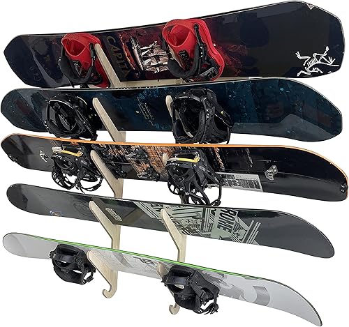 Snowboard - Soporte de pared para colgar en esquí, capacidad para 5 tablas