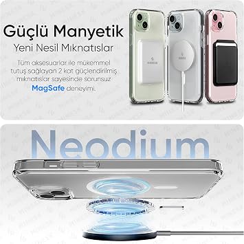Minesk iPhone 14 Plus için Origin Serisi Magsafe ile Uyumlu Crystal Clear Super Şeffaf Materyal ve Yeni Nesil Manyetik Çember (14 Plus)