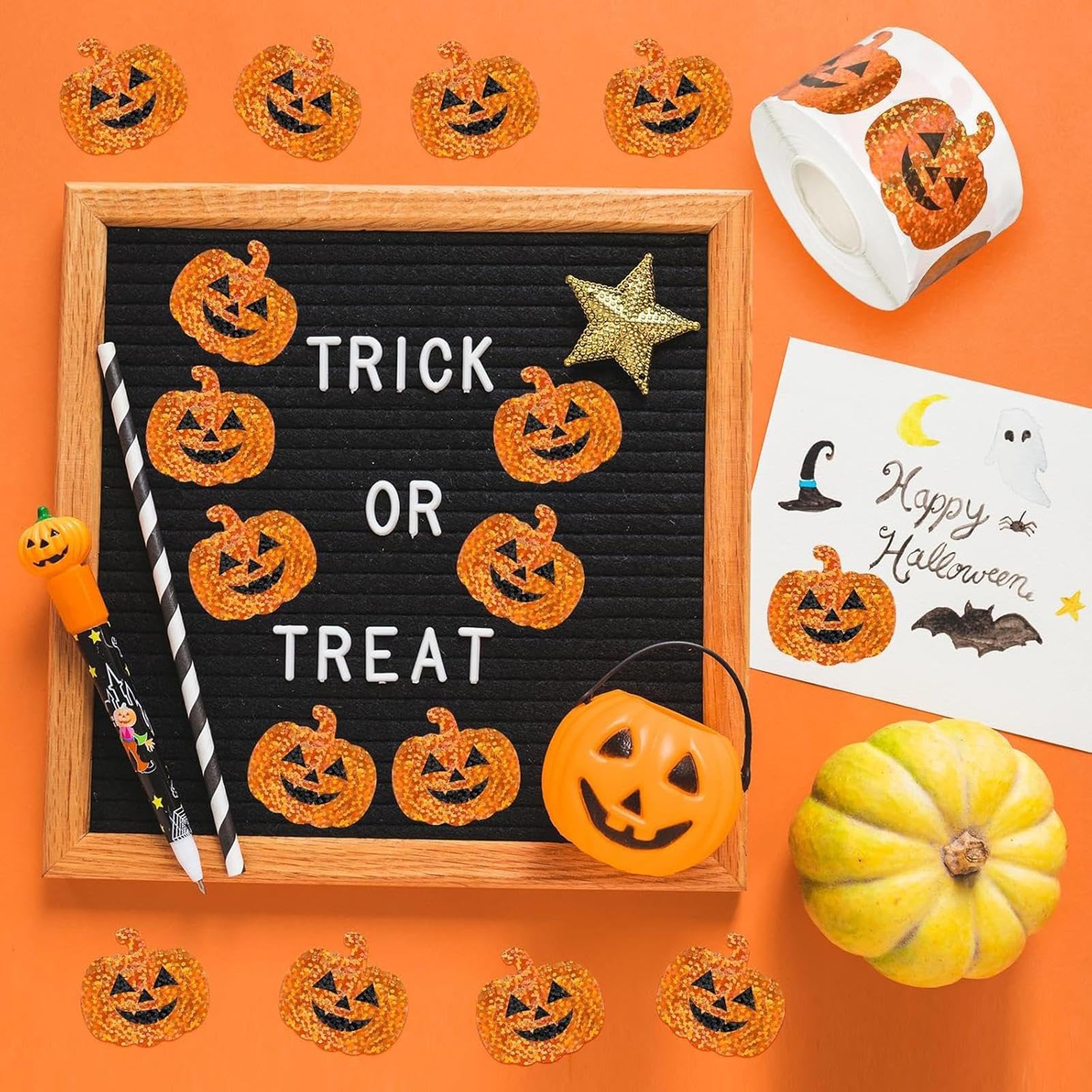 Naklejki Halloween Halloween Naklejki w Rolce z Dynią | 500 Sztuk Materialow Plastycznych Na Halloween Dla Dzieci I Mlodziezy Do Zabaw Kreatywnych Gier Klasowych Oraz Rzezbi