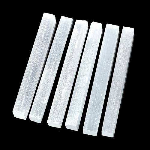 XIANNVXI 4inch Selenite Crystal 6PCS Selenite Sticks Wand Crystals Bulk for Healing Reiki Metaphysical Energy Drawing Protection Wiccan Altar Supplies Crystal for Witchcraft - 4 Inch-6pc