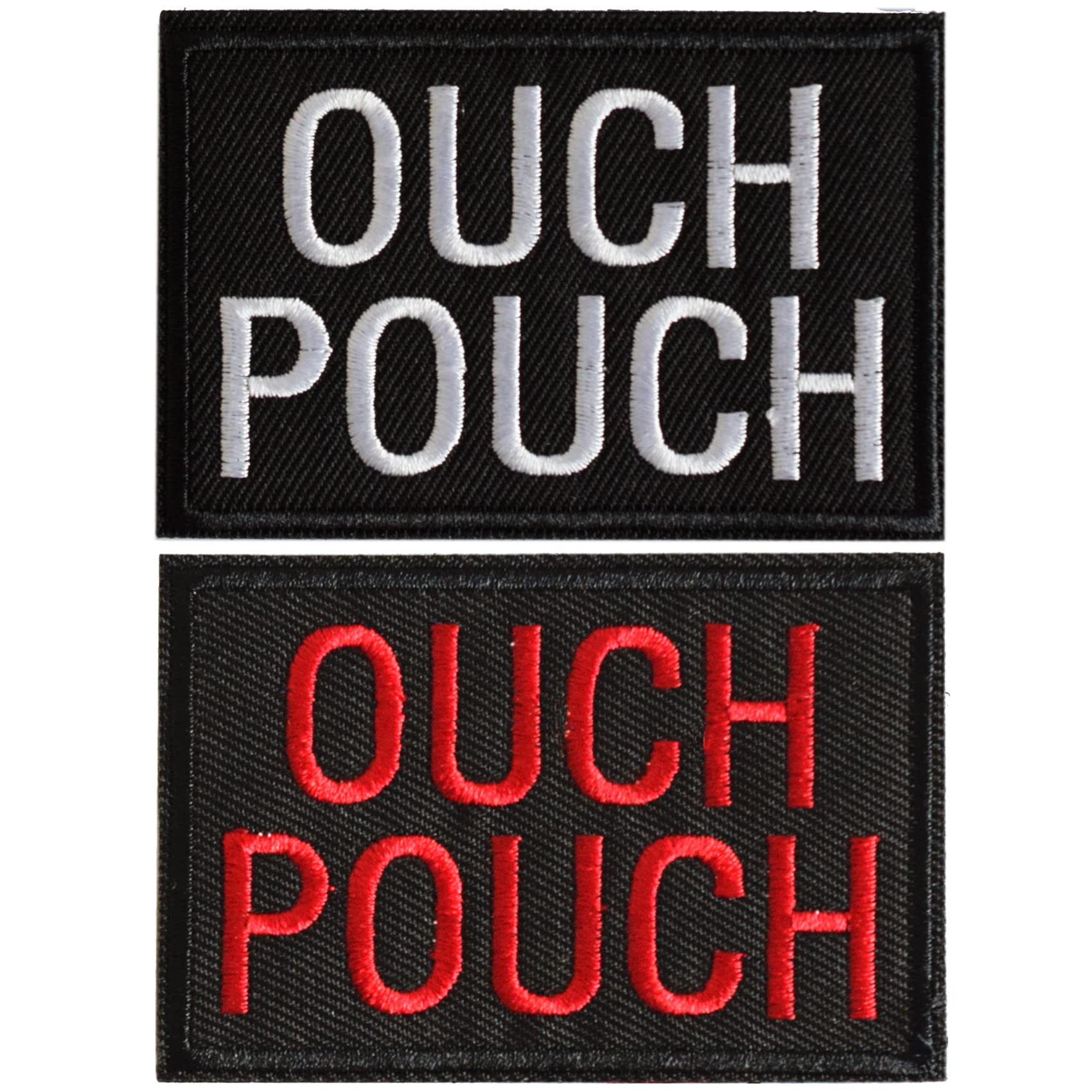 GYGYL 2Pcs Tactical Funny Flag Patch, Ouch Pouch Embroidered Patch, Hook Fastener American Military Patches Set for Caps, Bags, Backpacks, Tactical Vest, Military Uniforms (Red & White)