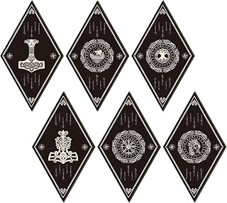 6 Pieces Nordic Vikings Wood Sign Celtic Drakkar Rune Wall Decor Scandinavian Vikings Boat Hanging Wooden Signs Mediaeval Wall Plaque for Home Kitchen Mythology Vegvisir Runes Artwork Pagan Art,