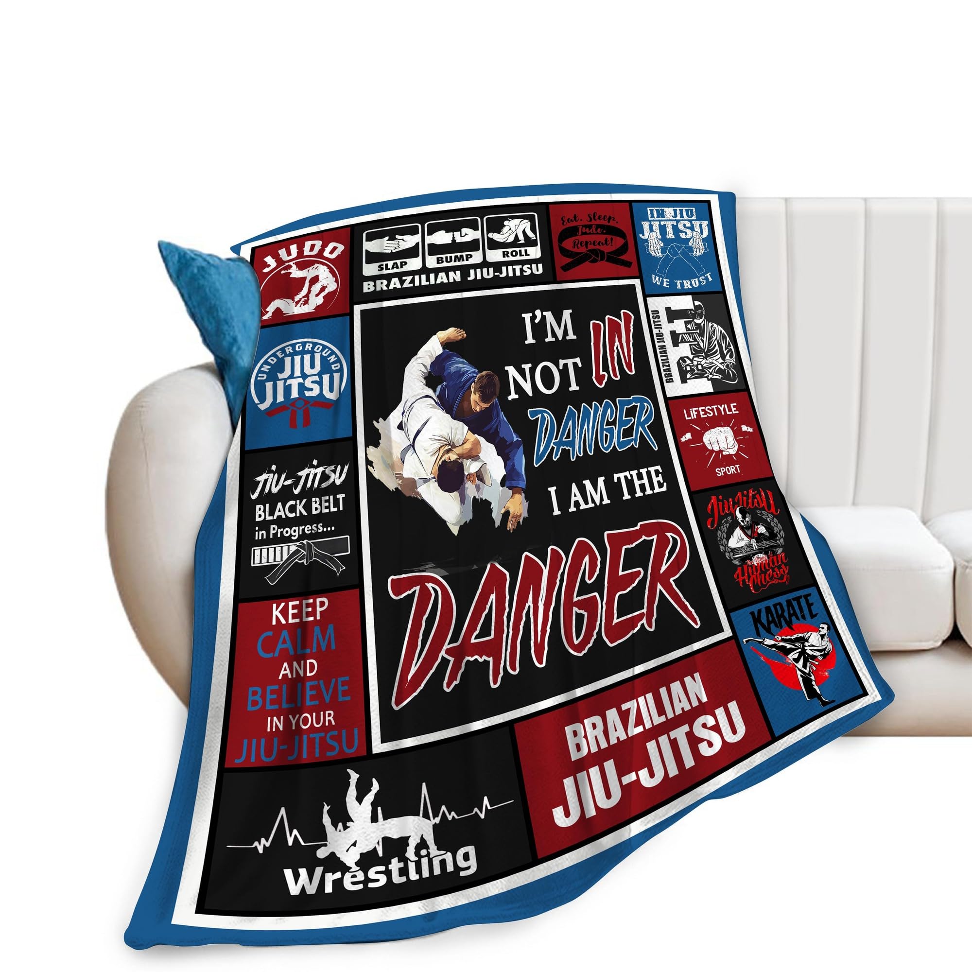 Taimeng Krate Jiu Jitsu Martial Arts Blanket - Karate, Taekwondo, Bjj & Wrestling Gifts - Soft, Warm Fleece Plush Blanket For Bed, Sofa, Couch - 40"X50"
