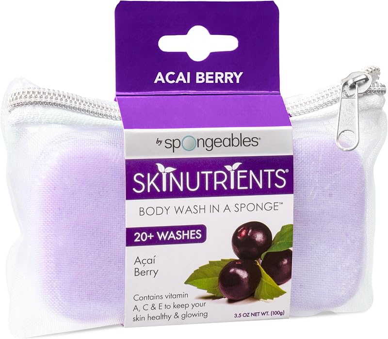 Esponja com sabonete líquido corporal Spongeables Acai Berry, Pacote com 1