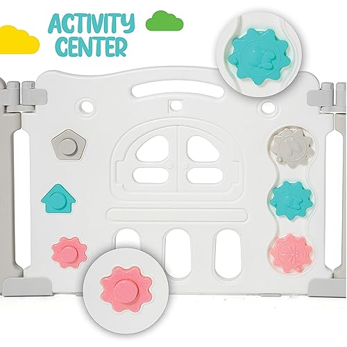 Miniatura 6 de Play22 Corralito plegable para bebés de 14 paneles – Centro de juego de actividades de seguridad para niños – Bolígrafos de juego de seguridad para