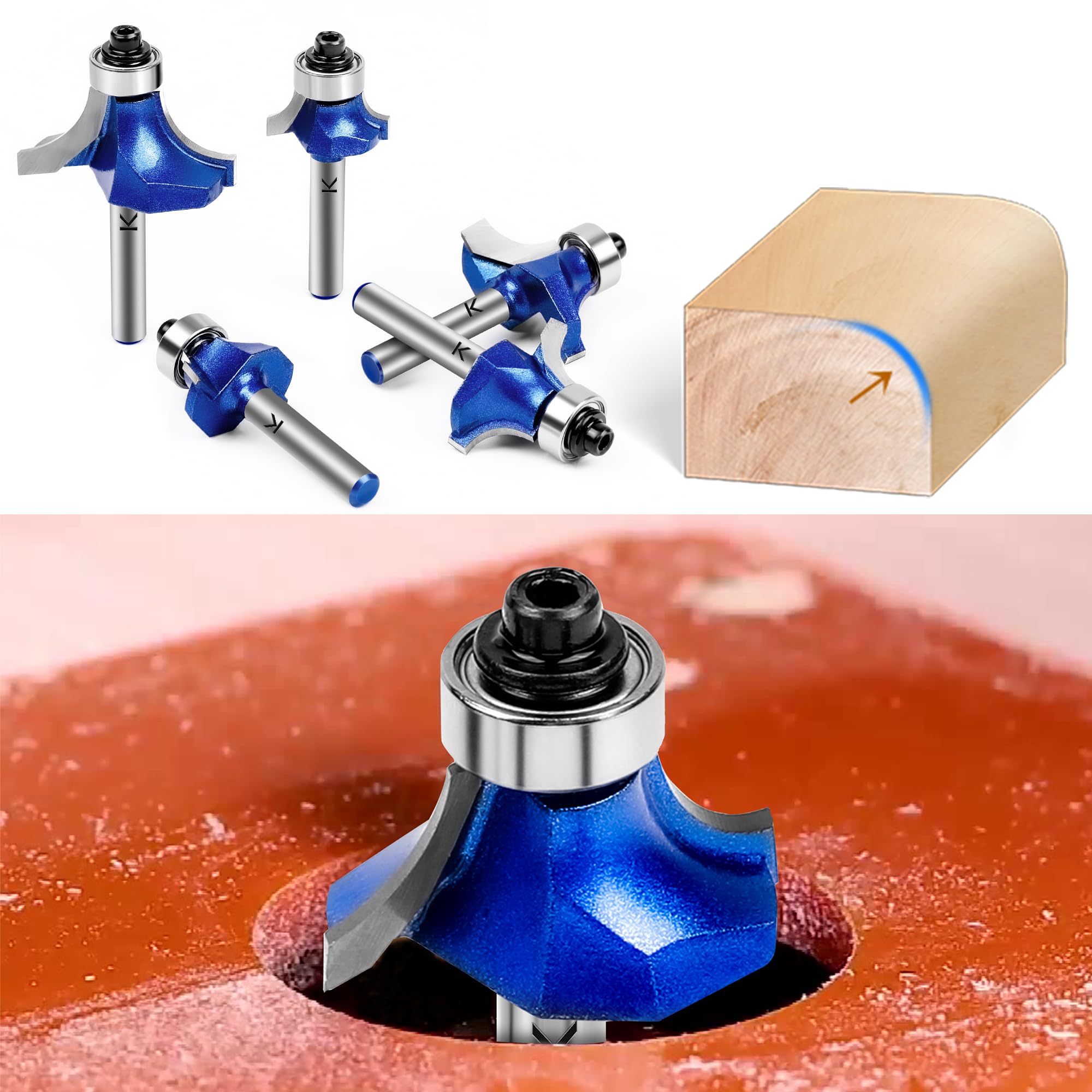 Roundover Router Bits - 6 Sizes for Woodworking -7