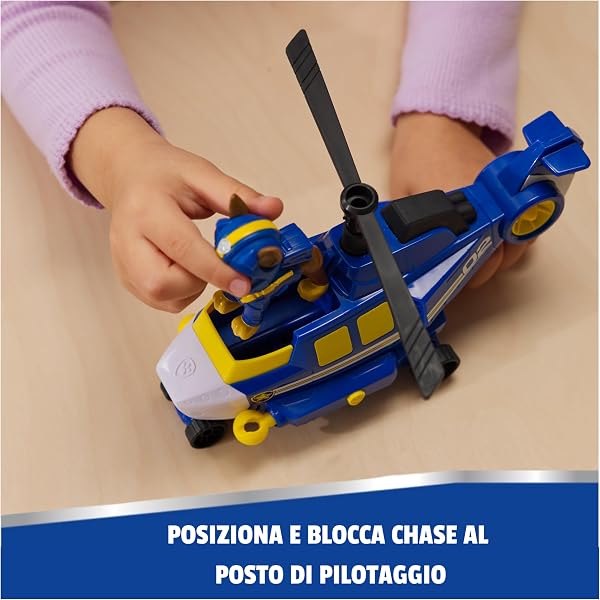 Paw Patrol Air Rescue, Elicottero della Polizia con personaggio Chase da collezione, veicolo di soccorso con lanciatore e 2 proiettili, giocattoli per bambini e bambine dai 3 anni in su - 2