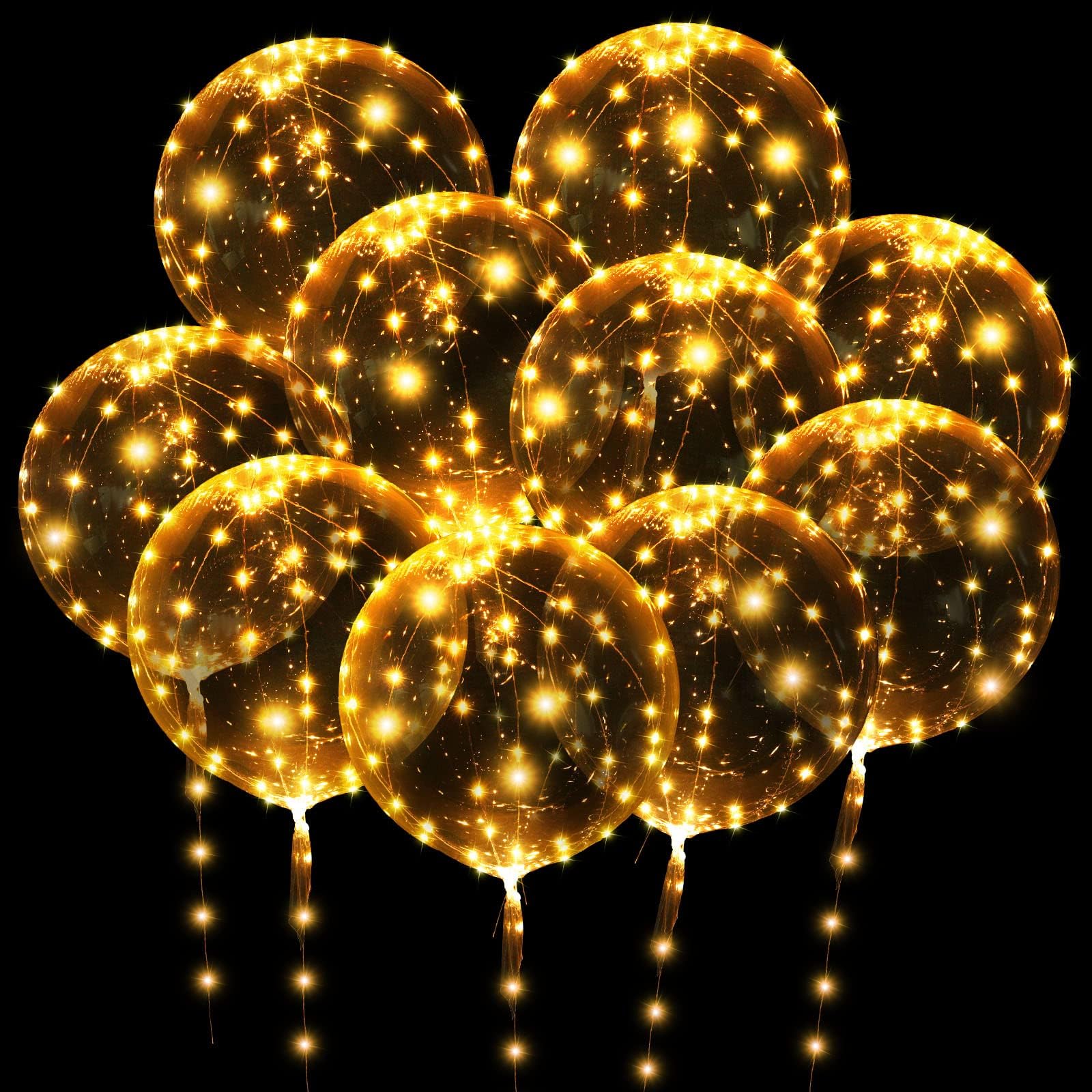 10 Pack Light up LED Balloons with 24 Inches Lights, Wedding Decorations Light Up Helium Balloon, Reusable LED Bobo Balloons for Valentines Day Wedding Christmas Birthday Party Decoration