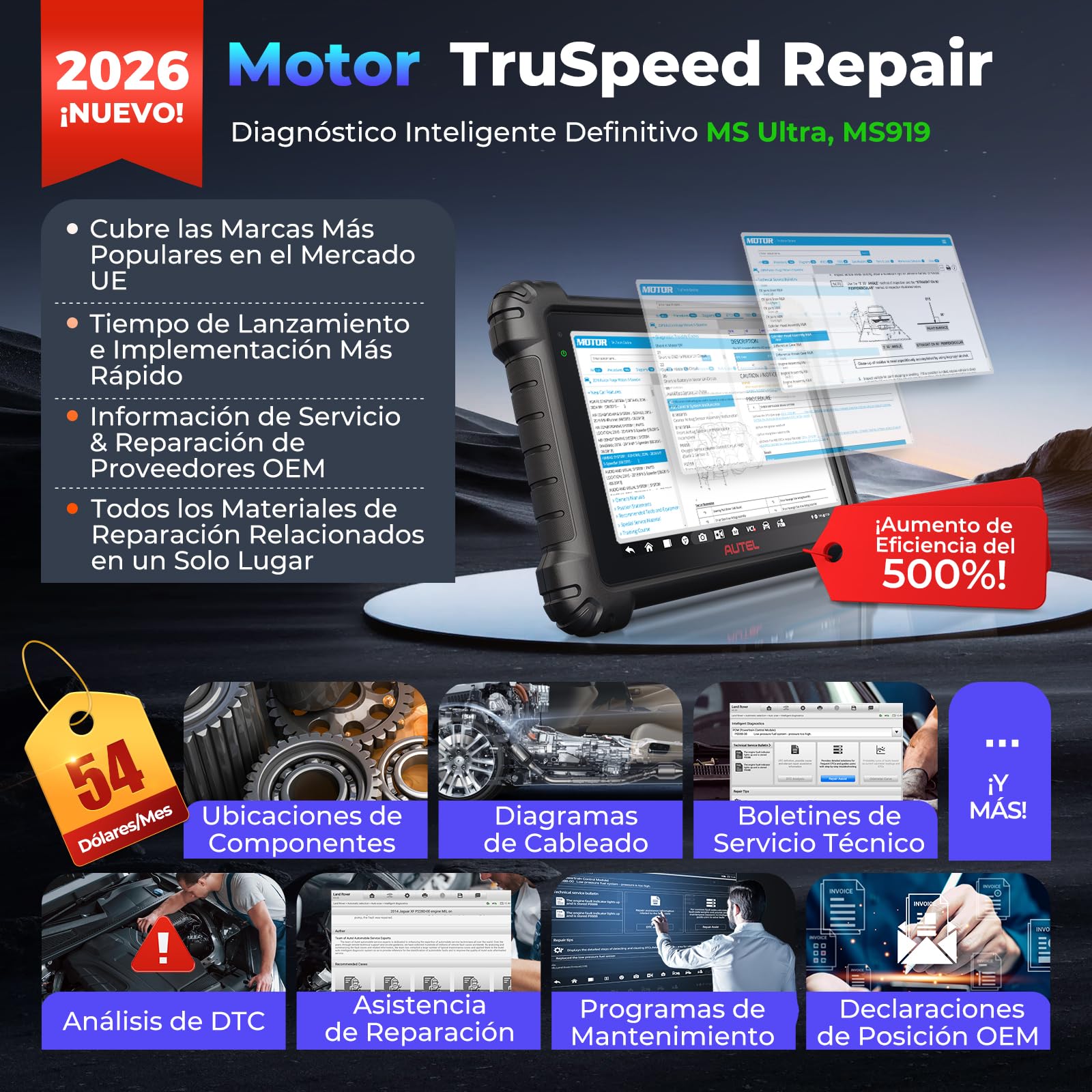 Autel MaxiSYS MS909 OBD2 Diagnosis Coche Multimarca,Inteligente | Actualización Elite II PRO/MS908S PRO II, programación ECU J2534, 40+ servicios, 3000+ pruebas activas, CAN FD DoIP