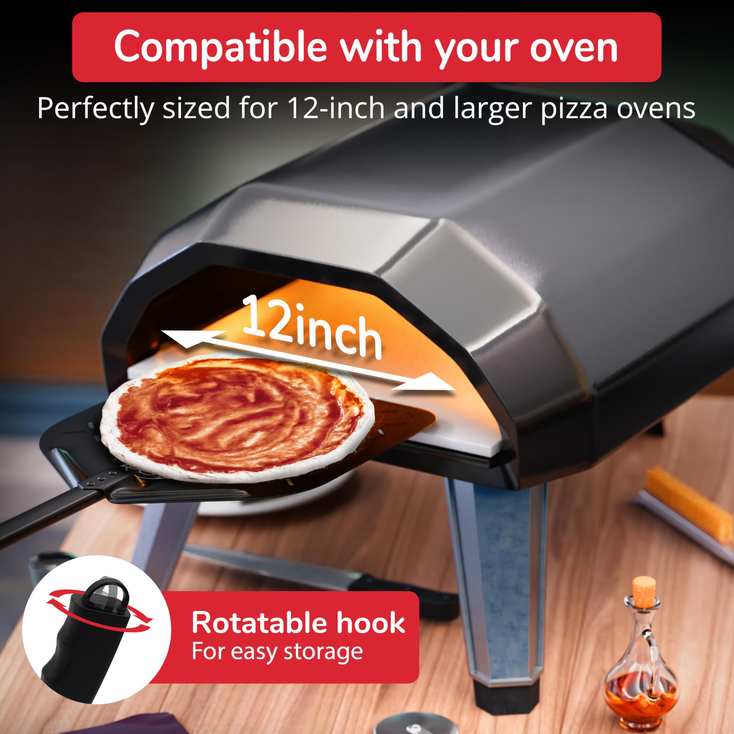 Senwosa Pala de pizza perforada antiadherente, excelente liberación de pizza, revestimiento de cerámica apto para alimentos, mango ergonómico para aspirantes a artesanos de pizza