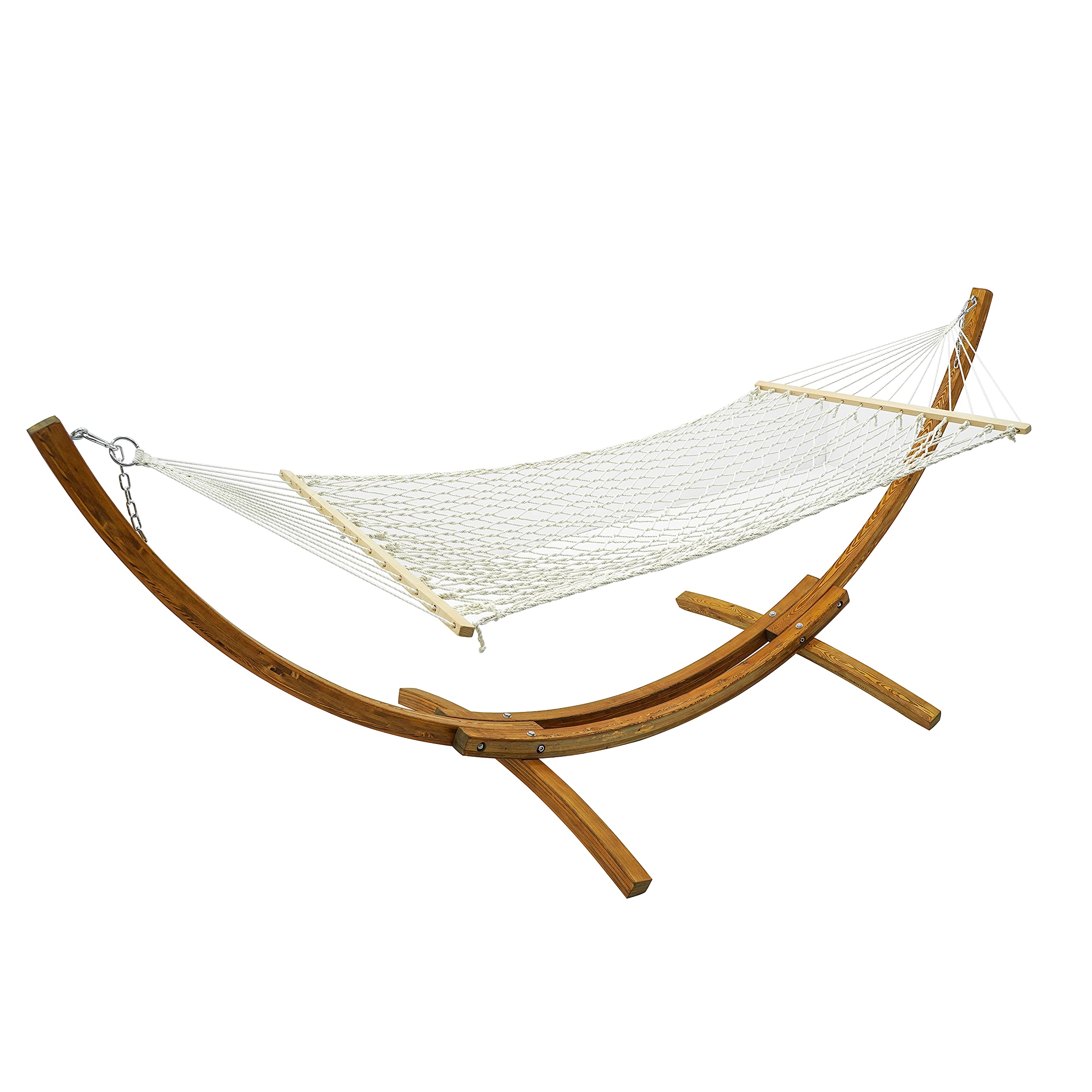 Amaca da Giardino in Cotone 200x170 cm con Barre di Diffusione in Legno da 150 cm Sollevamento carico di 150 kg (200x170)