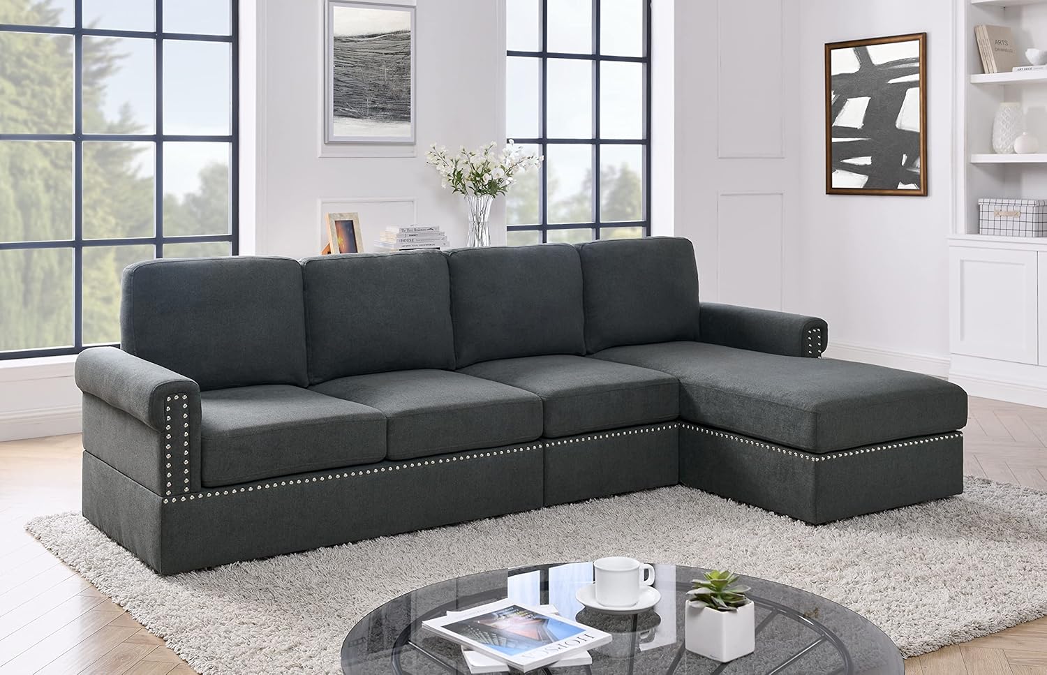 Oadeer Home Modern 106'' Wide L Shaped Modular Sofa with