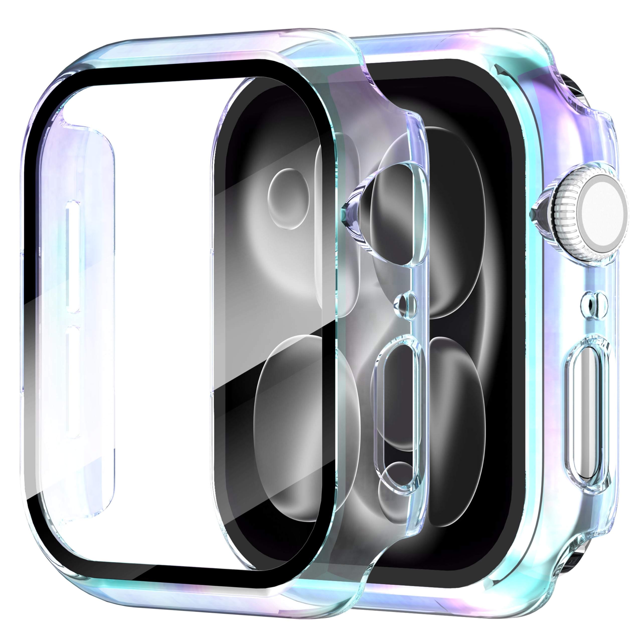 Diruite 2-Pack Screen Protector for Apple Watch SE 3/2/1 /Series 6 5 4 40mm Tempered Glass Case,All Around Hard Matte PC Protective Cover,Starlight Silver,40mm — view 19
