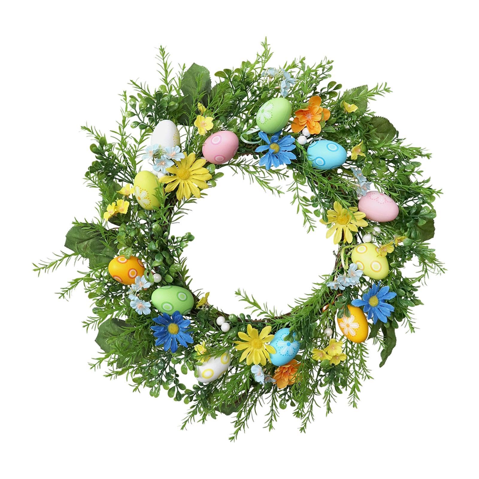 Ghirlanda Pasquale da 24 Pollici per La Porta D'ingresso con Uova, Ideale per Feste in Casa E All'aperto.