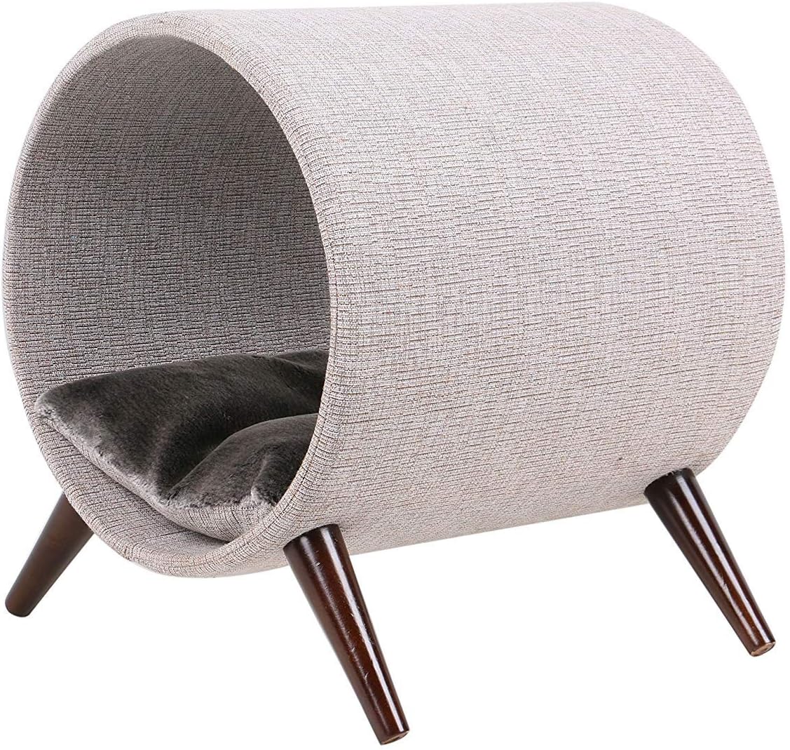 Cat Craft Tunnel Bed with Wooden Legs Elevated Cat Tunnel