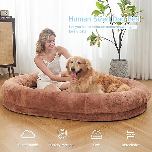 Miniatura 2 de XIECUVA Cama humana para perro, cama para perros de tamaño humano de 72 x 48 x 10 pulgadas, cama gigante para perros humanos, cama para siesta, cama