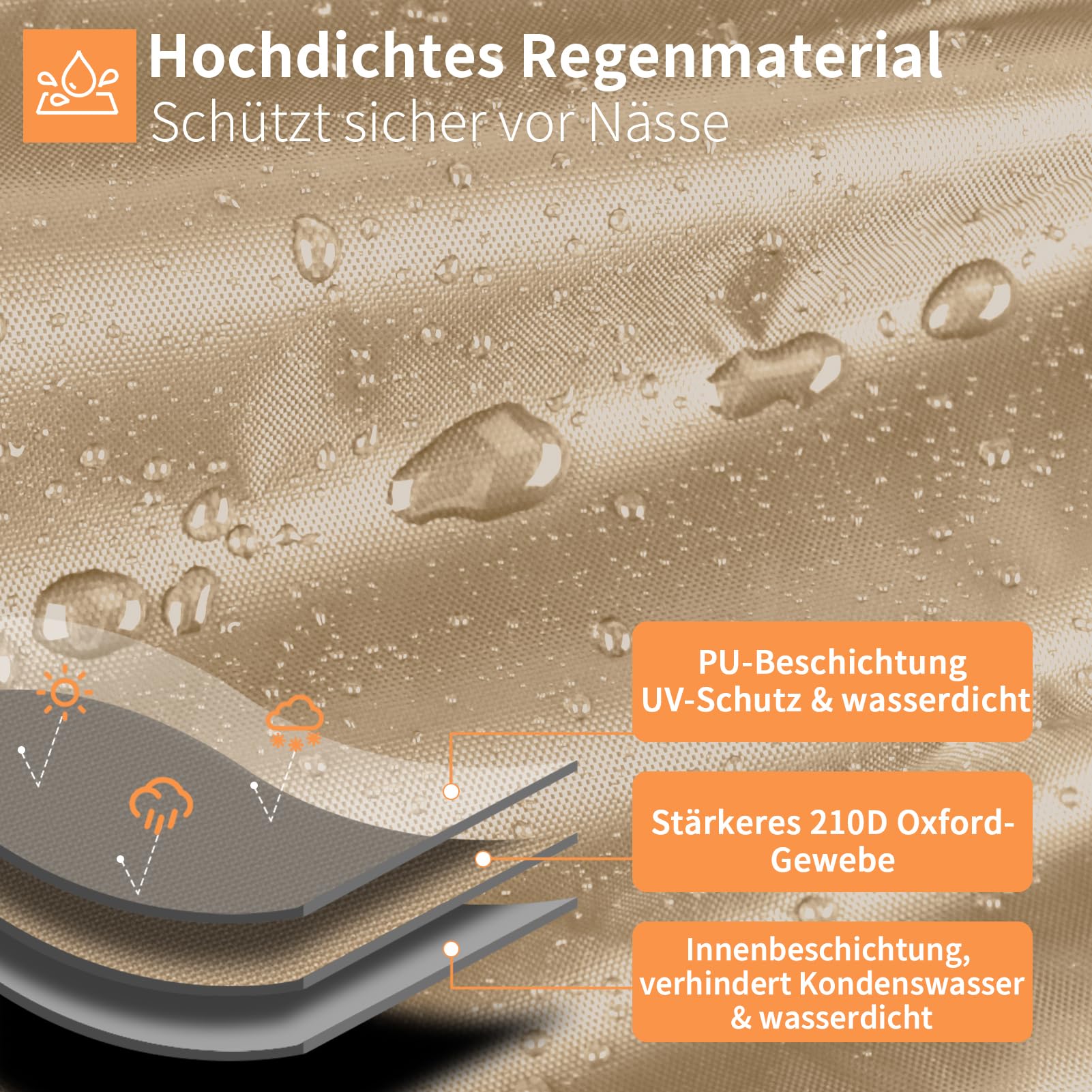 Hängesessel Abdeckung Hängestuhl Schutzhülle B115xH190cm mit Tasche | 3000mm Wasserdicht, UV-Beständig, 210D Oxford Reißfest Stuhlschutz, Abdeckplane für Hängekorb, Terrassen-Eierstuhl-Abdeckung