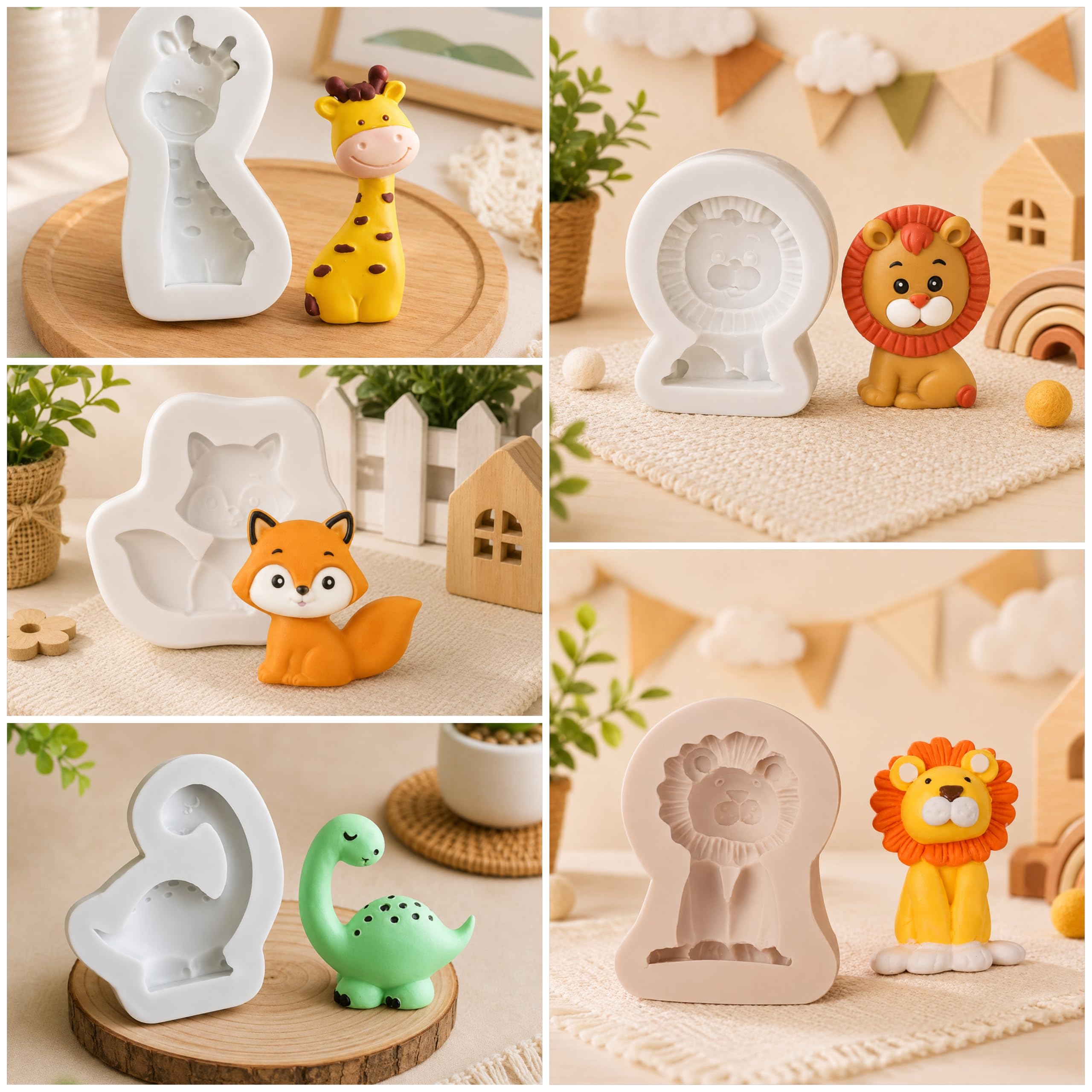 5 PCS Animal Silicone Candle Mold Set | Giraffe, Lion, Fox, Dinosaur & Animal DIY Mold | Reusable Silicone Mold for Candle Making, Soap, Resin, Clay & Chocolate-image-32