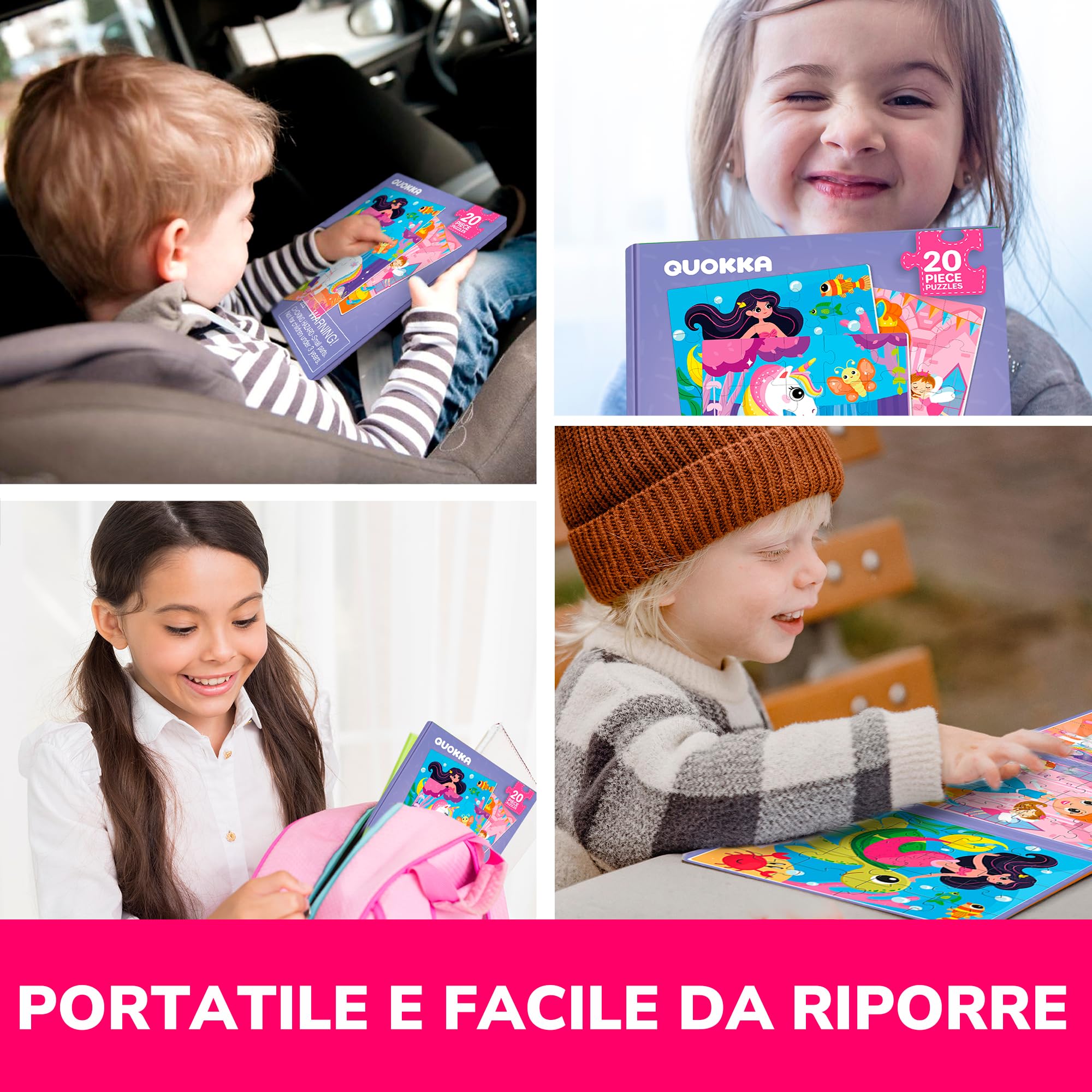 QUOKKA Puzzle Magnetico 2 3 Anni – Giochi da Viaggio Bambini 3 4 Anni – 20 Pezzi Puzzle Eroi Fatati – Intrattenere Bambini In Aereo – Educativo Giocattoli Regalo dai 2 ai 5