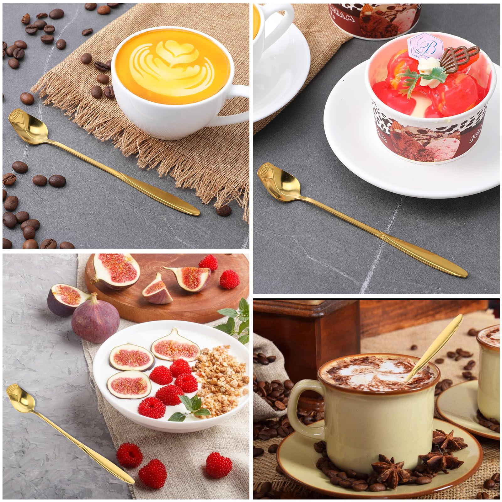 50 cucharas de té con forma de rosa para invitados, 5.2 pulgadas, mini cucharaditas de postre de flores doradas para fiesta de té, despedida de soltera, recuerdo de invitados