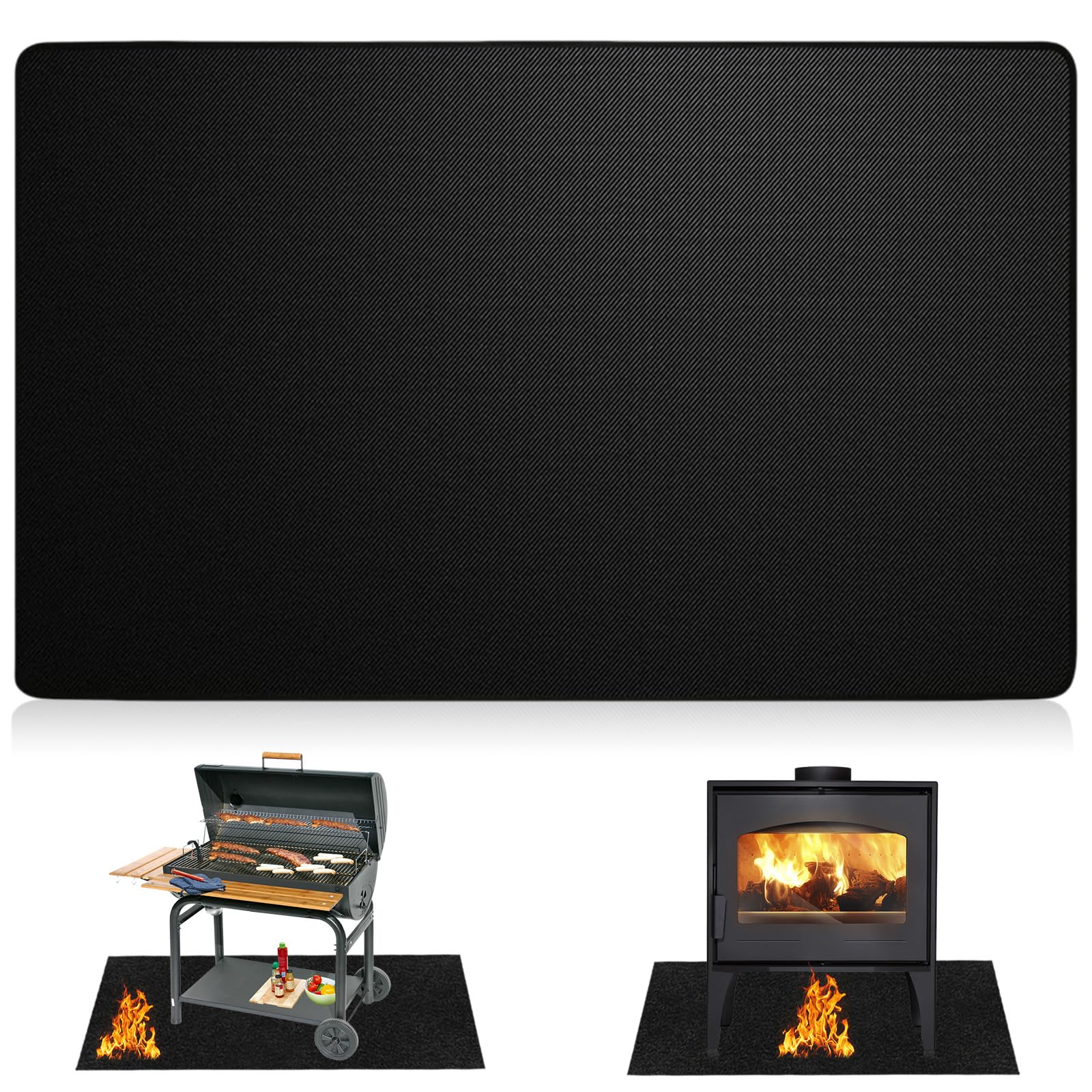 180 x 100cm Tappetino Ignifugo Pieghevole per Barbecue Protezione Pavimento Anticalore Antifuoco Tappetino per Griglia Camini Prati Campeggio Impermeabile Resistente all’Olio