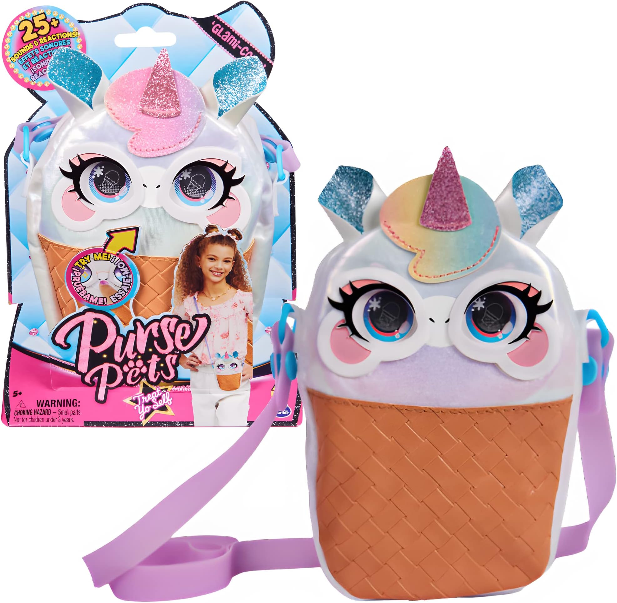 Purse PetsGlami-Corn Unicorn Bag with 25+ Sounds and Reactions - Comes to Life with Interactive Features, Blink and Music