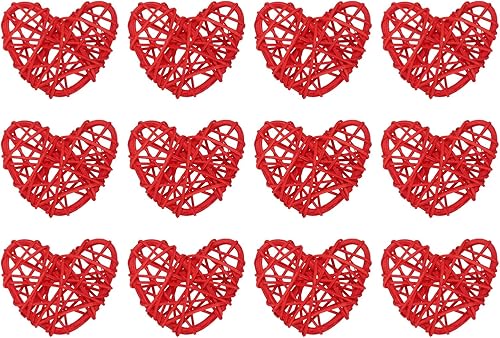 Miniatura 8 de MECCANIXITY 12 piezas de jarrón de ratán en forma de corazón, relleno de ratán natural para decoración del día de San Valentín, decoración del