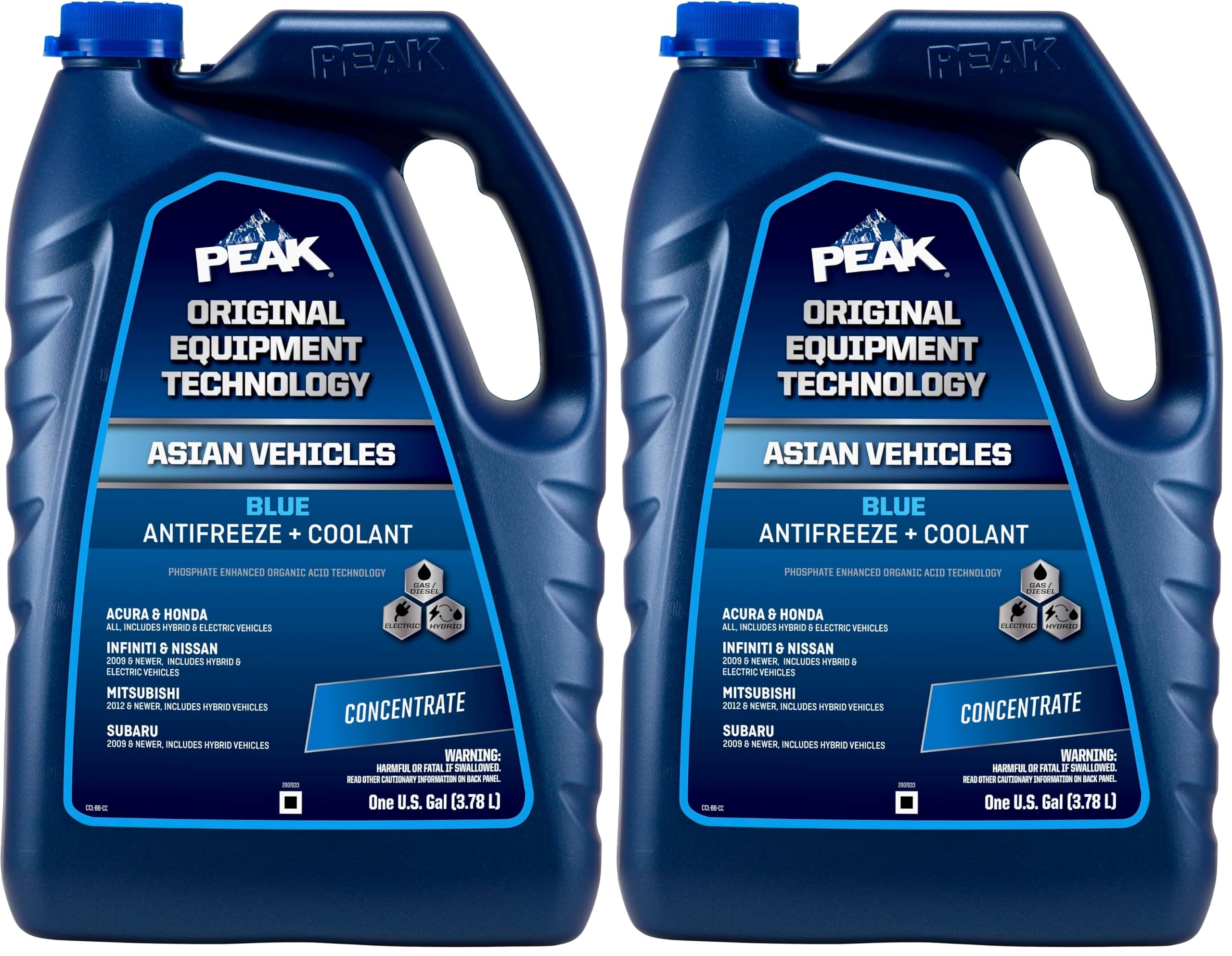 PEAK OET Extended Life Blue Concentrate Antifreeze/Coolant for Asian Vehicles, 1 Gal. (Pack of 2)