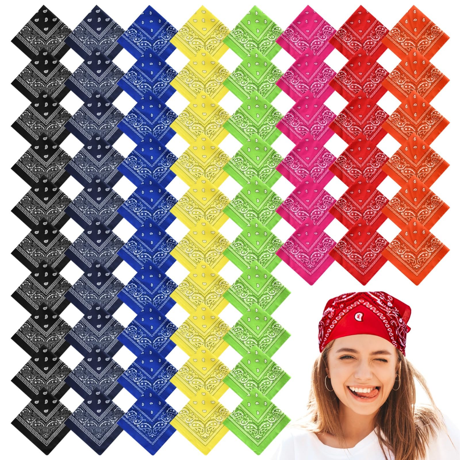 21,2 x 21,2 cala 80 szt. bandany luzem, Paisley 8 kolorów retro chusteczki, mężczyźni kobiety chusta na głowę szalik, osłona twarzy krawat, na imprezy sportowe do tańca akcesoria