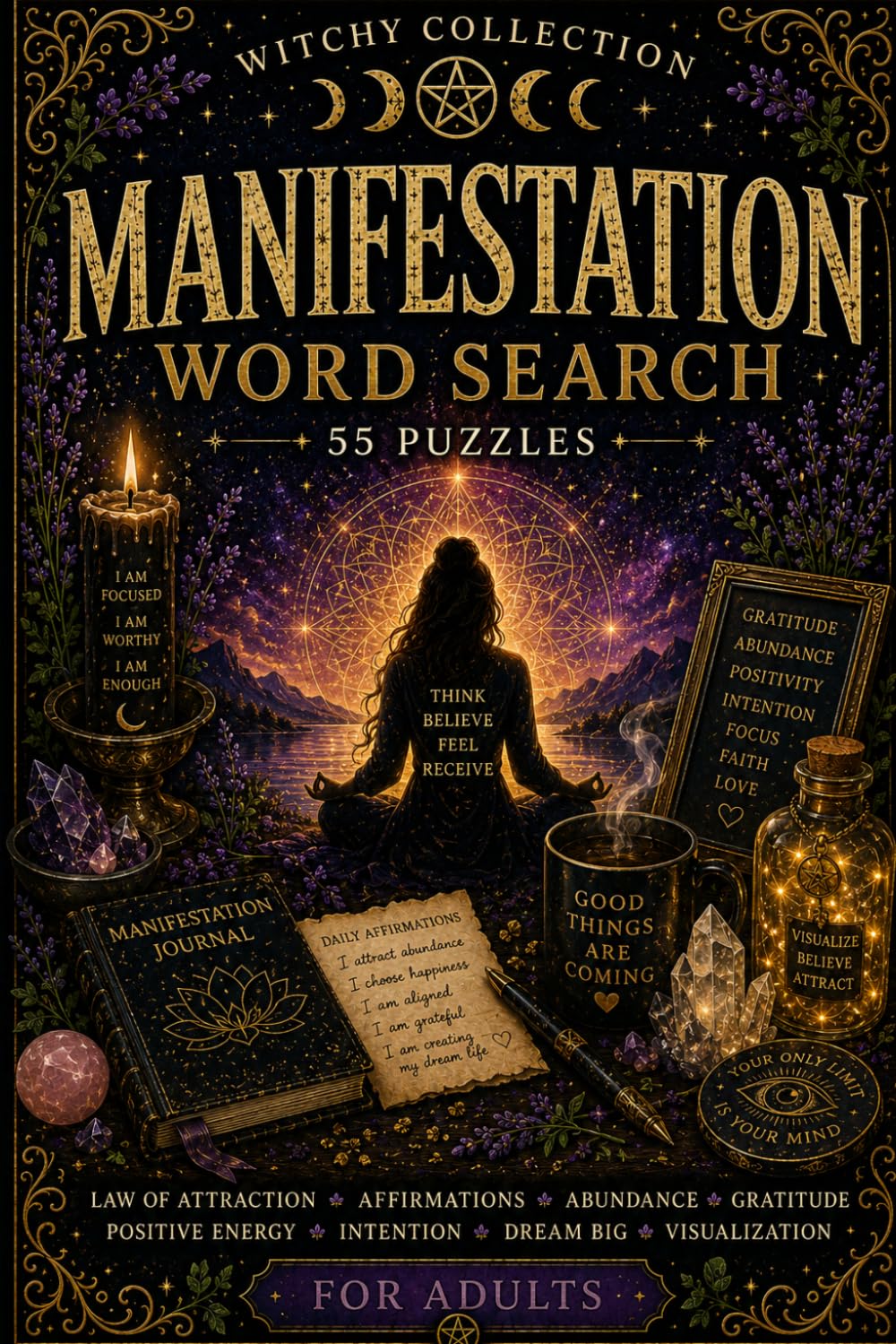 Manifestation Word Search: 55 Magical Word Search Puzzles for Adults Featuring Manifestation, Law of Attraction, Affirmations, Abundance, Gratitude & Positive Energy (Witchy Collection)