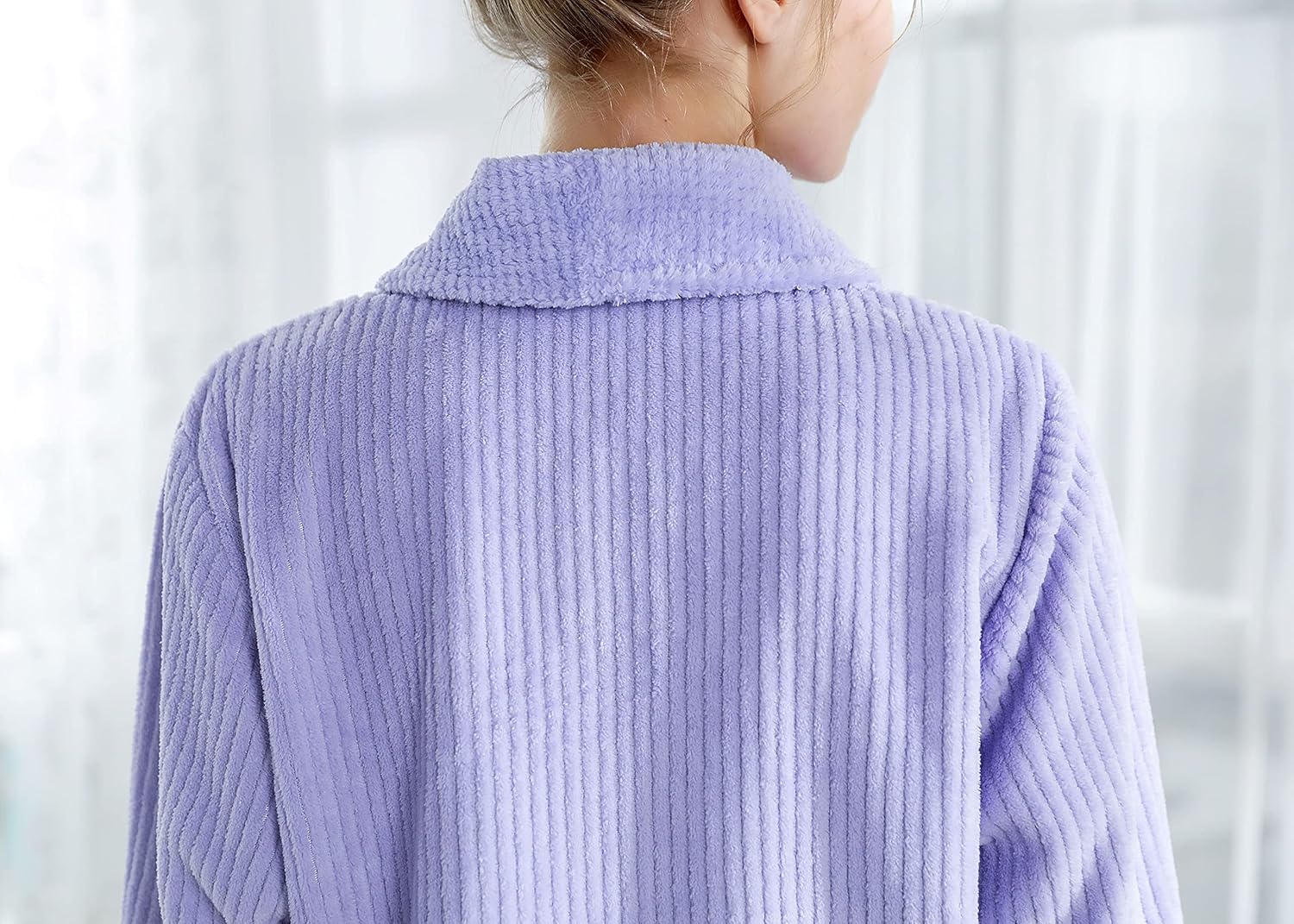 Loungees Women's Drop Needle Coral Fleece Shawl Collar Button FrontBed Jacket - Image 6