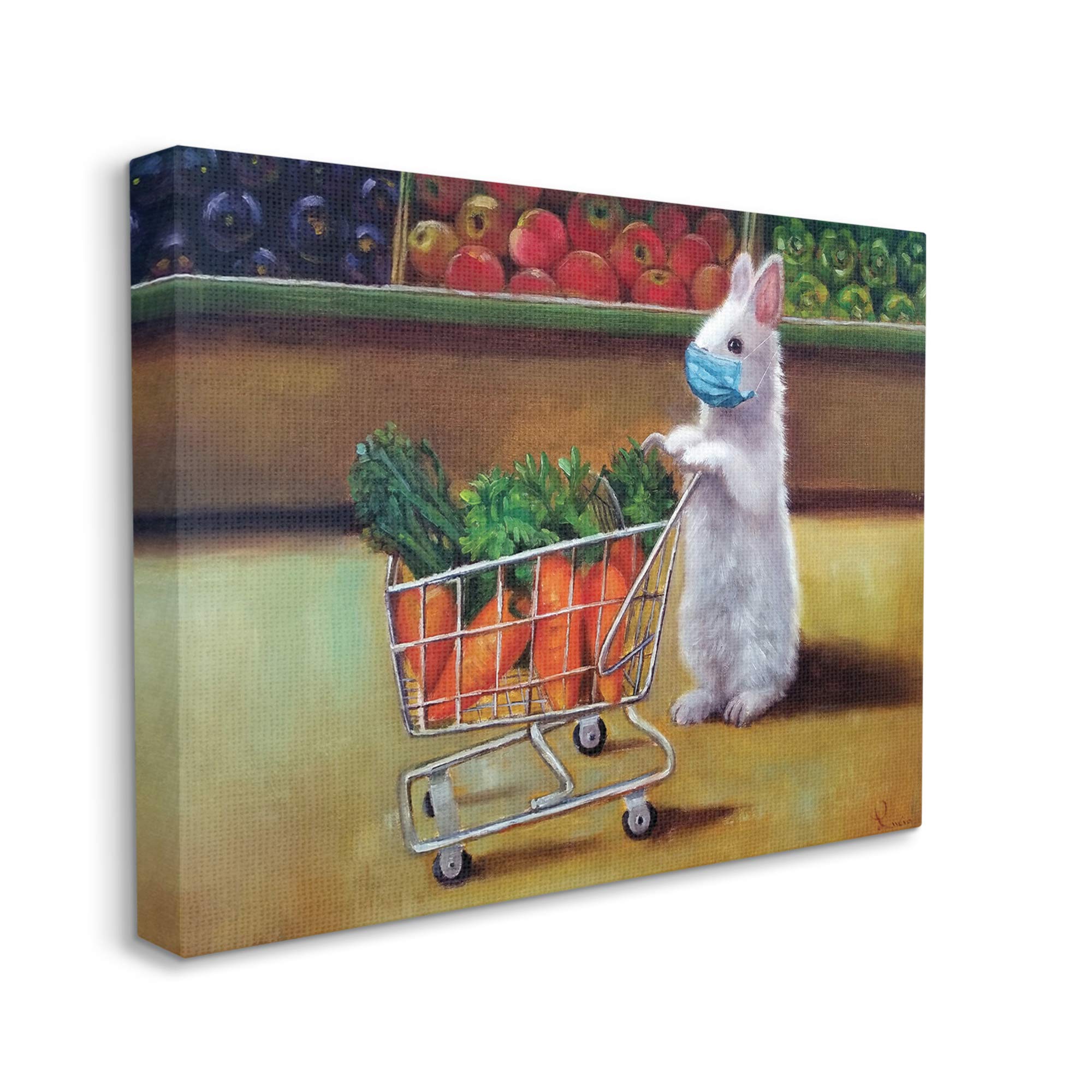 Stupell Industries Bunny Rabbit Carrot Shopping Face Mask Detail, Designed by Lucia Heffernan Canvas Wall Art, 16 x 20, Multi-Color