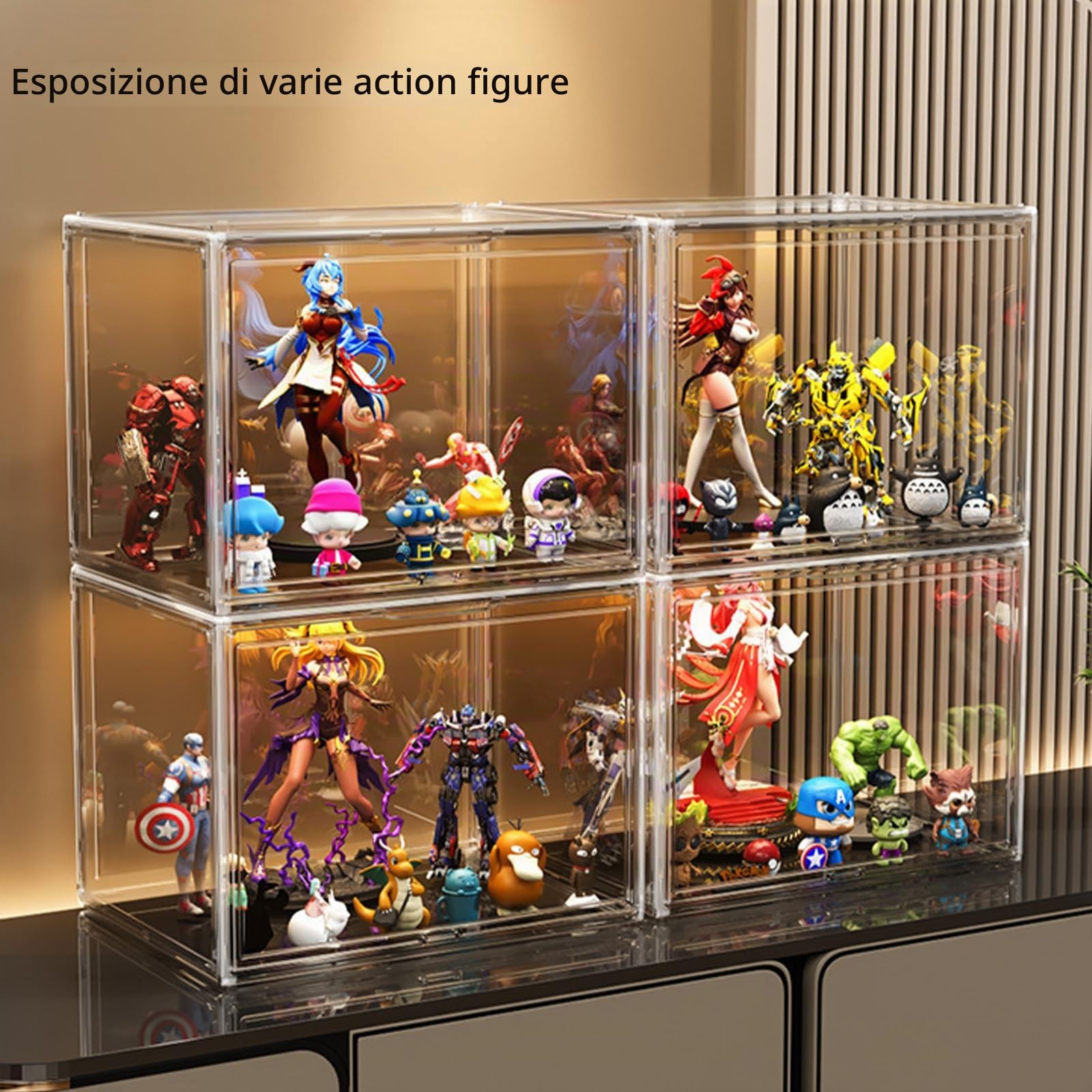 Vetrinetta Espositiva Vetrina Acrilico con Porta per Vetrina Espositiva Collezionismo, Teca Plexiglass, per Borsa a mano Casco Funko Pop Hanno Bisogno di Auto Assemblaggio (2, 45x33x33cm)
